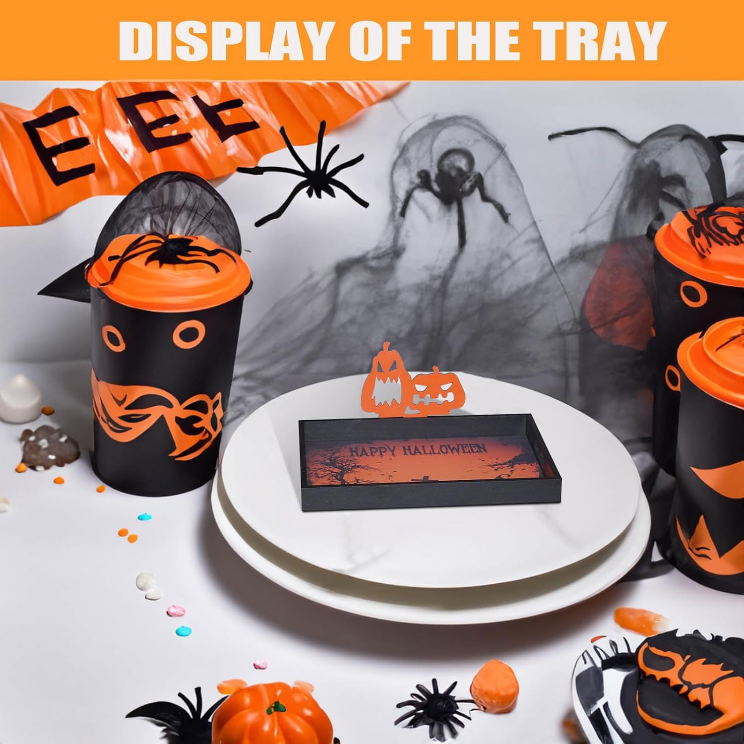 Halloween Decorations Decorative Serving Trays and Platters Pumpkin / Orange / 11.3 x 1.5 x 15.8