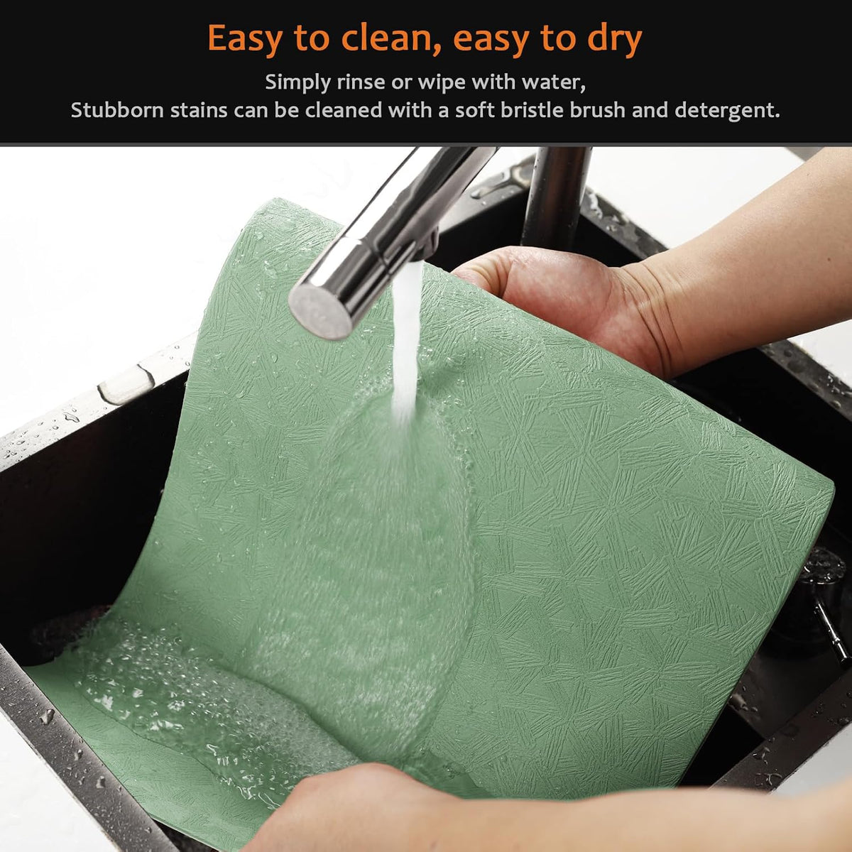 Green Plastic Placemats Set of 12, Faux Leather Waterproof Table Mats | Green Vinyl place mats,Wipeable and heat