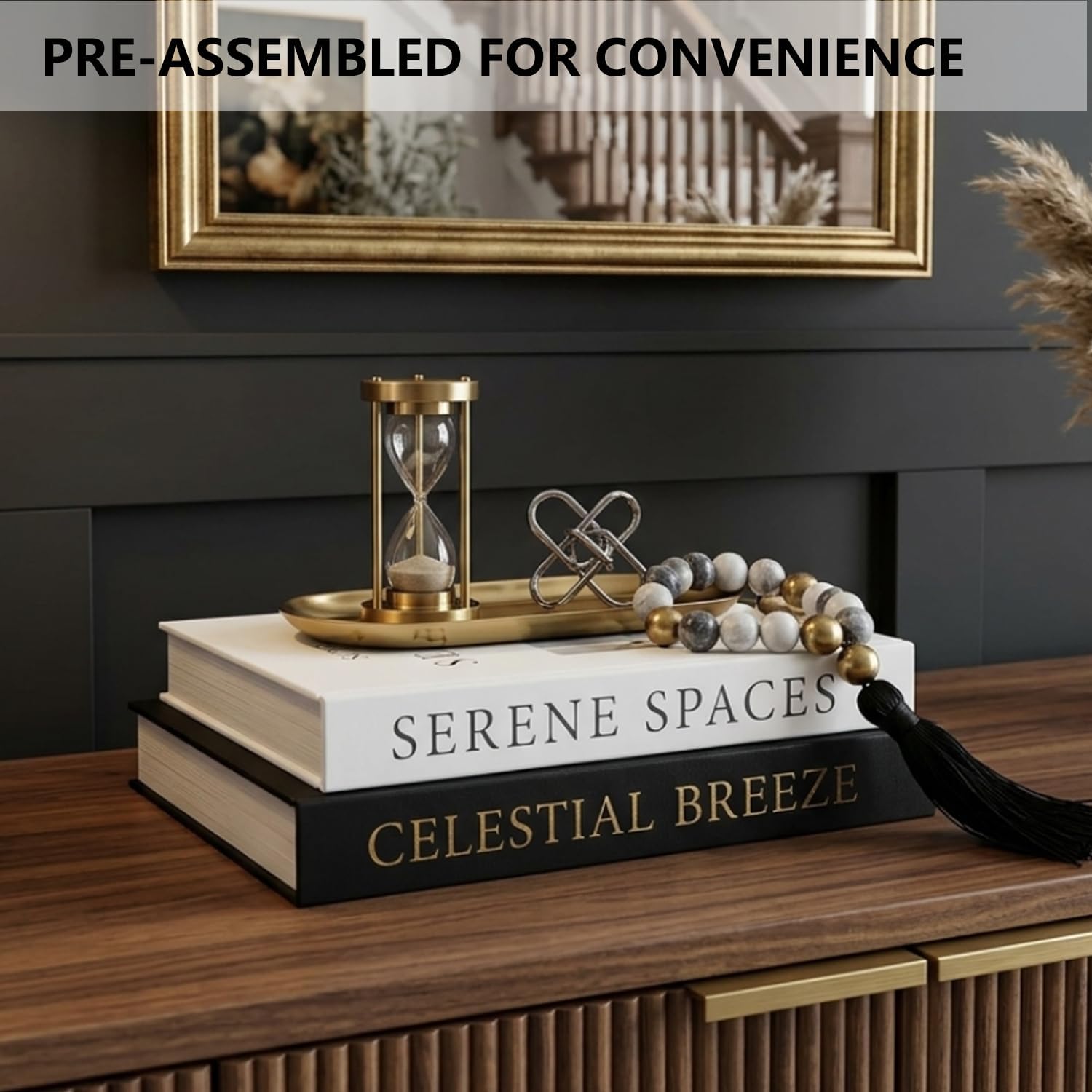 Decorative Books / Stackable Coffee Table / Deep Gray-white