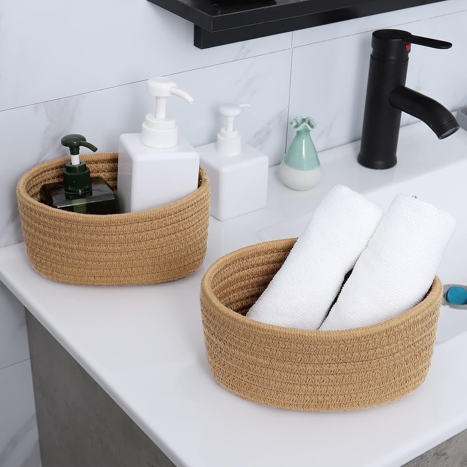 【 】 Small Woven Baskets / Brown / Set of 2