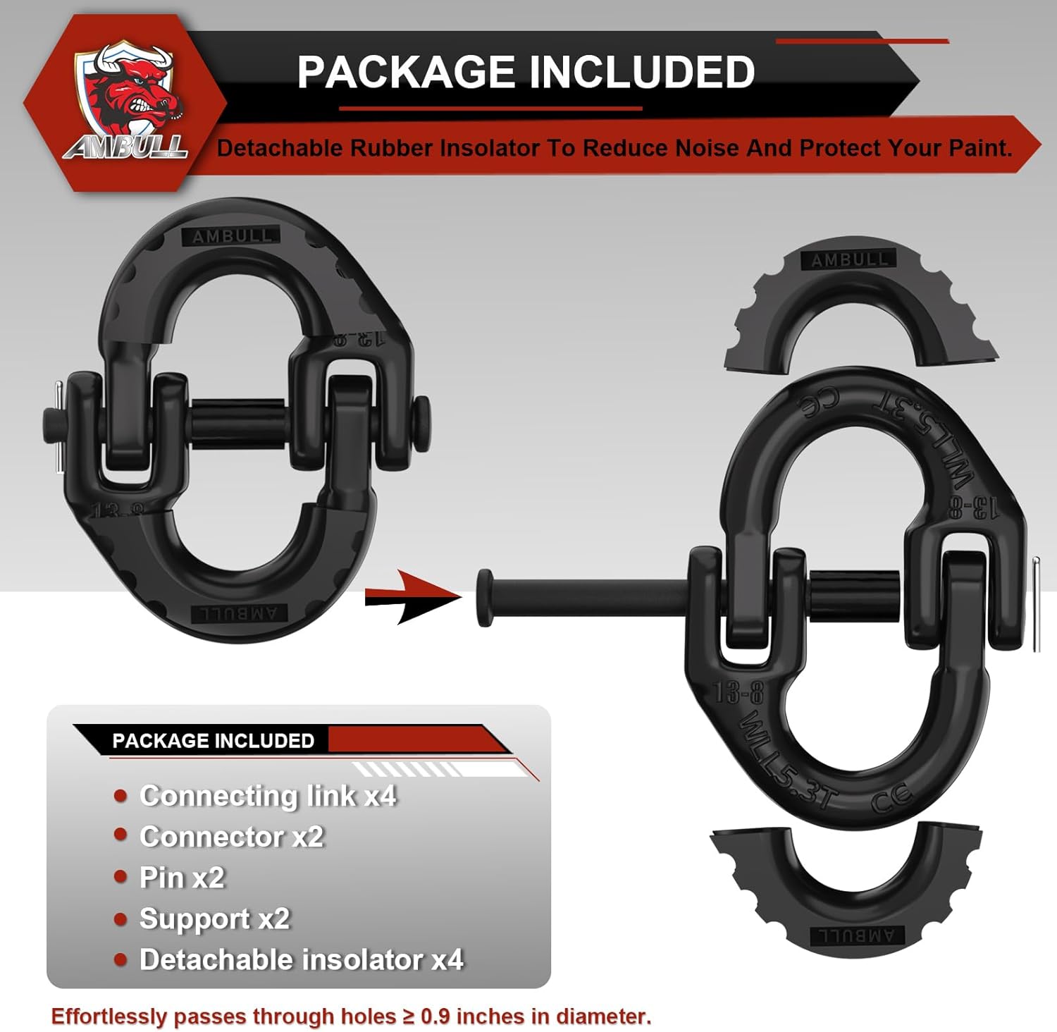 Tow Chain Connector / Black / Set of 2