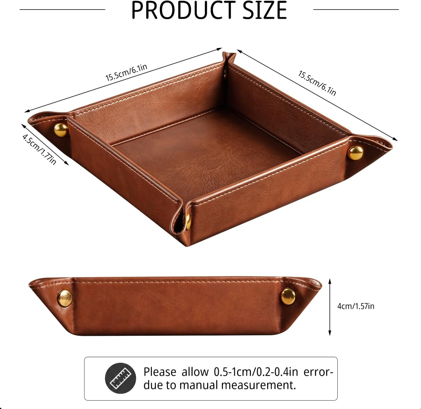 Light Valet Tray for Men / Brown Horseskin