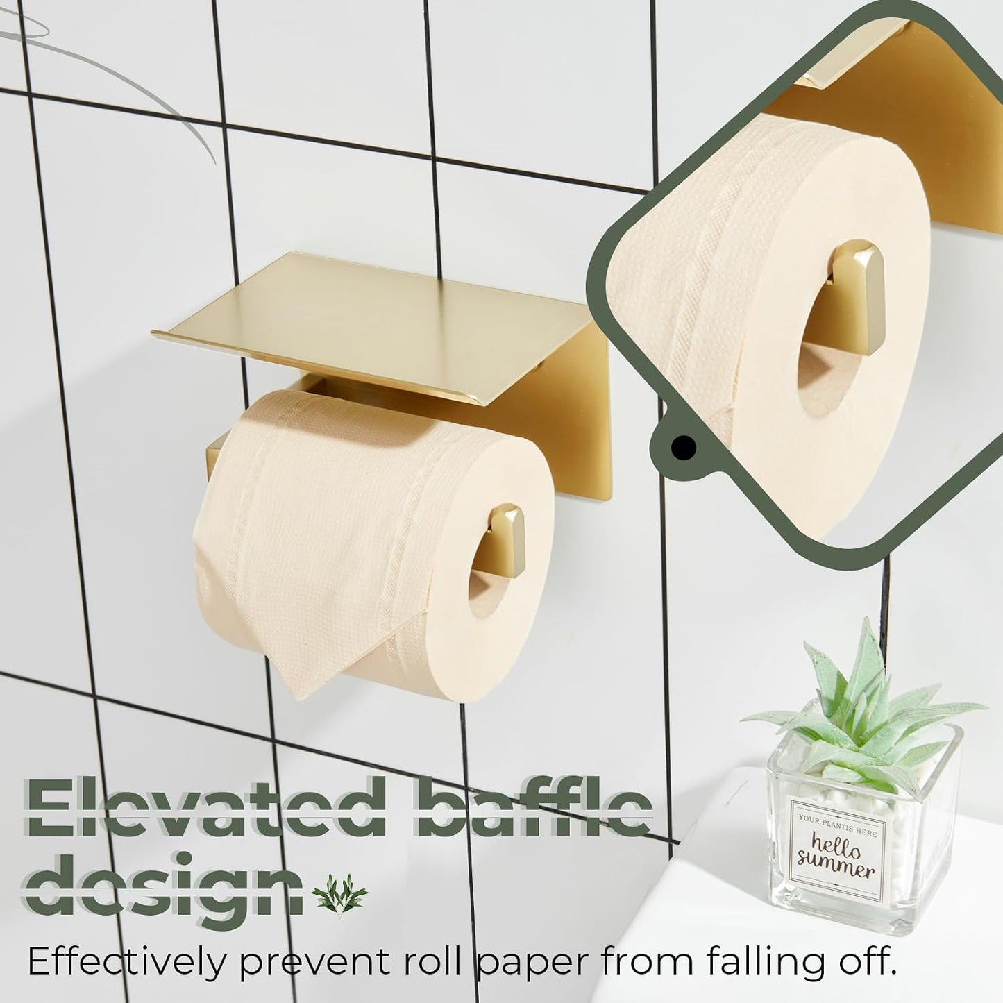 KOKOSIRI Toilet Paper Holder with Shelf Toilet Roll Holder for Bathroom Restroom T-304 Stainless Steel Wall Mounted
