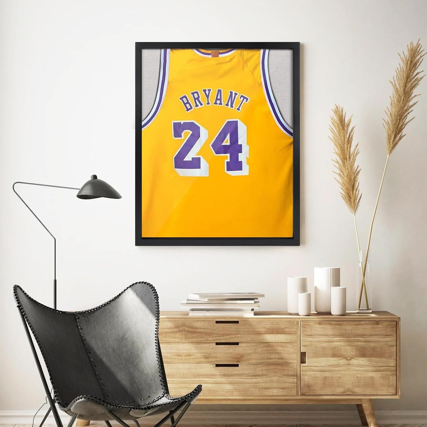 1DOT2 16x20 Jersey Frame Display Case Large Shadow Box, Black | Grade A Natural Pine Wood, HD Acrylic Front, Metal