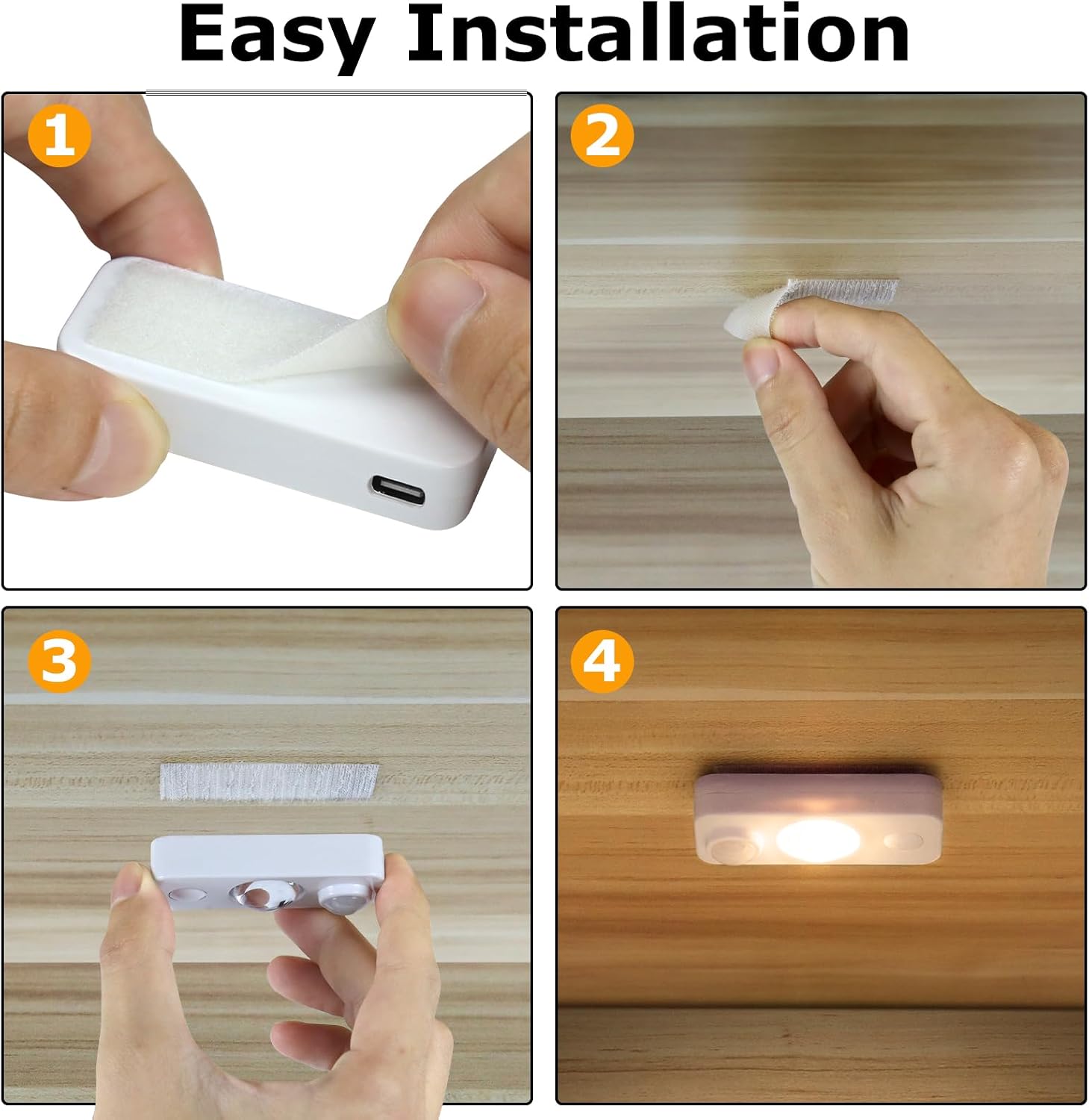 NIEGNOWOO LED Motion Sensor Puck Lights, Rechargeable Cabinet Lights, Stick on Wireless LED Night Light for Closet