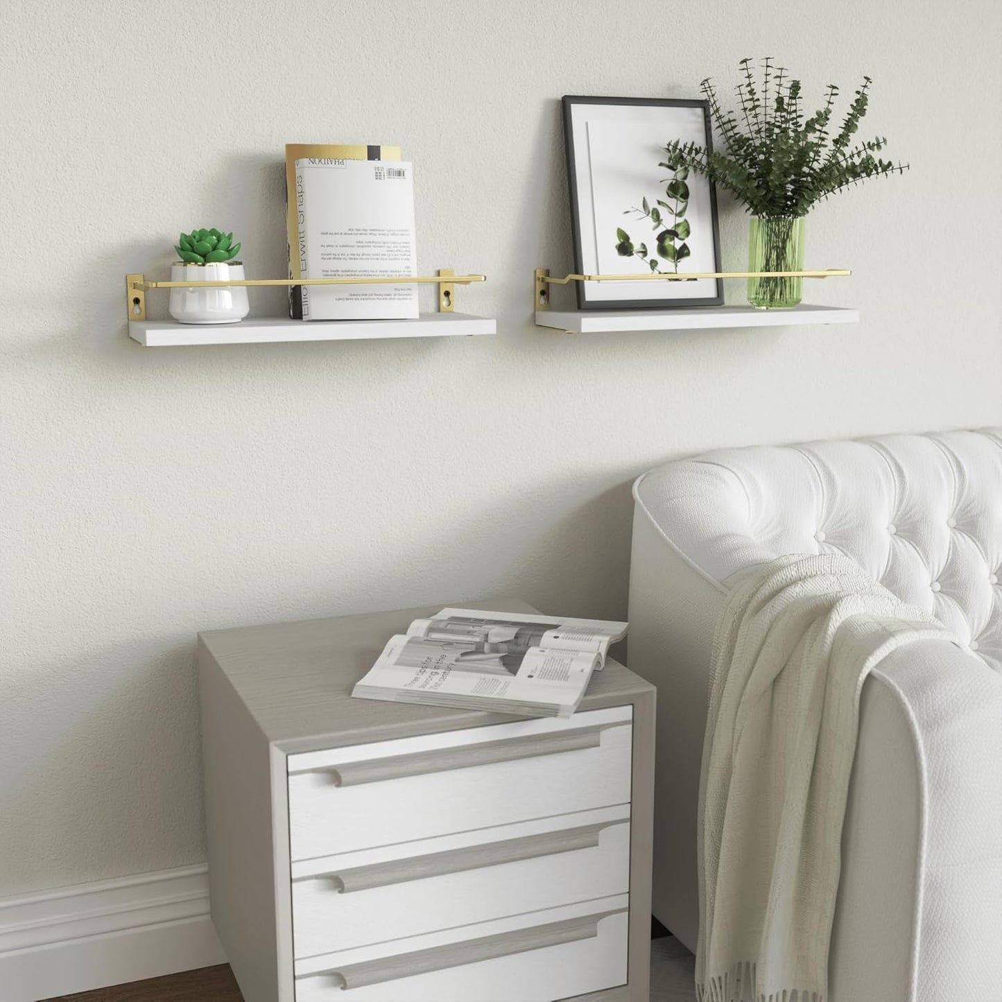 RICHER HOUSE Floating Shelves Bathroom, Small Wall Shelf Over Toilet 2 Set | Wall Mounted Shelves Decor for Bathroom