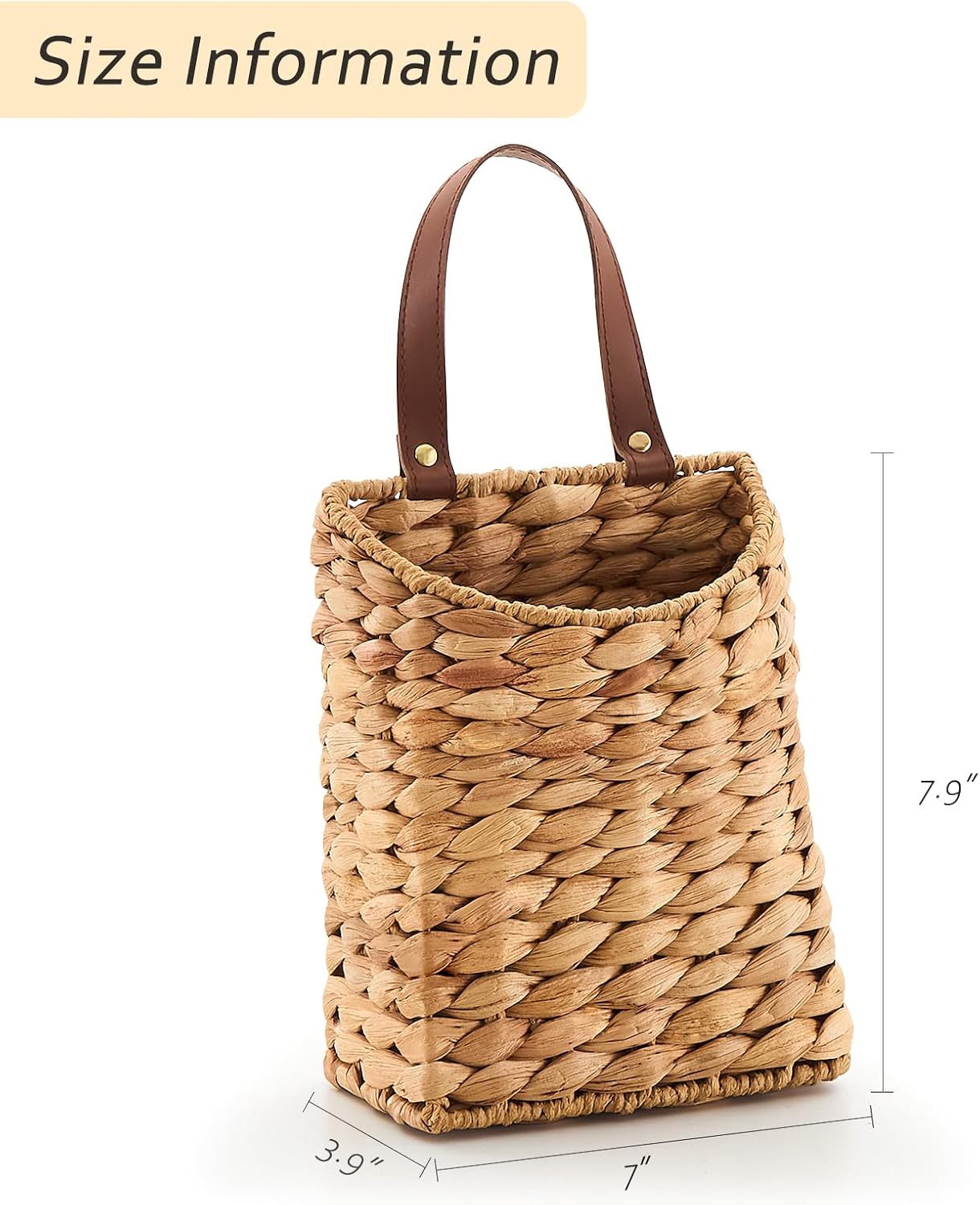 Wall Hanging Pocket Basket Portable Storage Basket Decorative Boho Mounted / Water Hyacinth