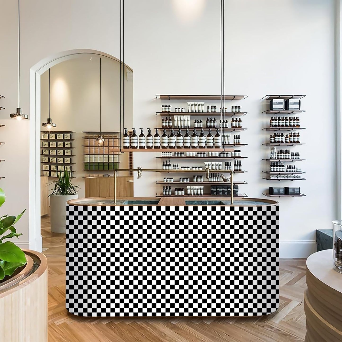 Checkerboard Peel and Stick Wallpaper Black White Peel and Stick Wall / 17.3 x 480 / Black/white