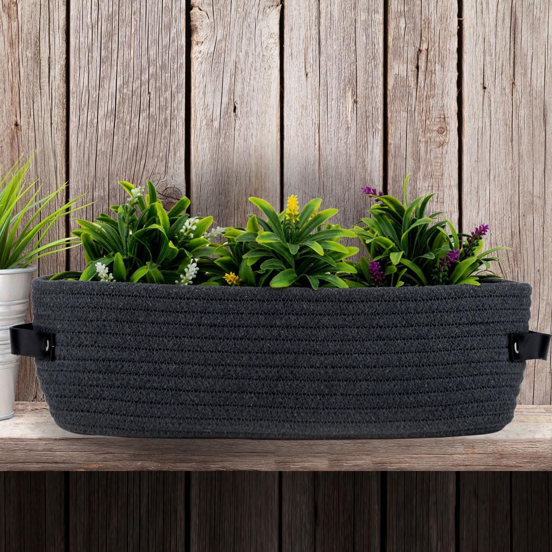 Nursery Basket / Home Decor Organizing Small Baskets / Dark Gray / 13 x 5.9 x 4