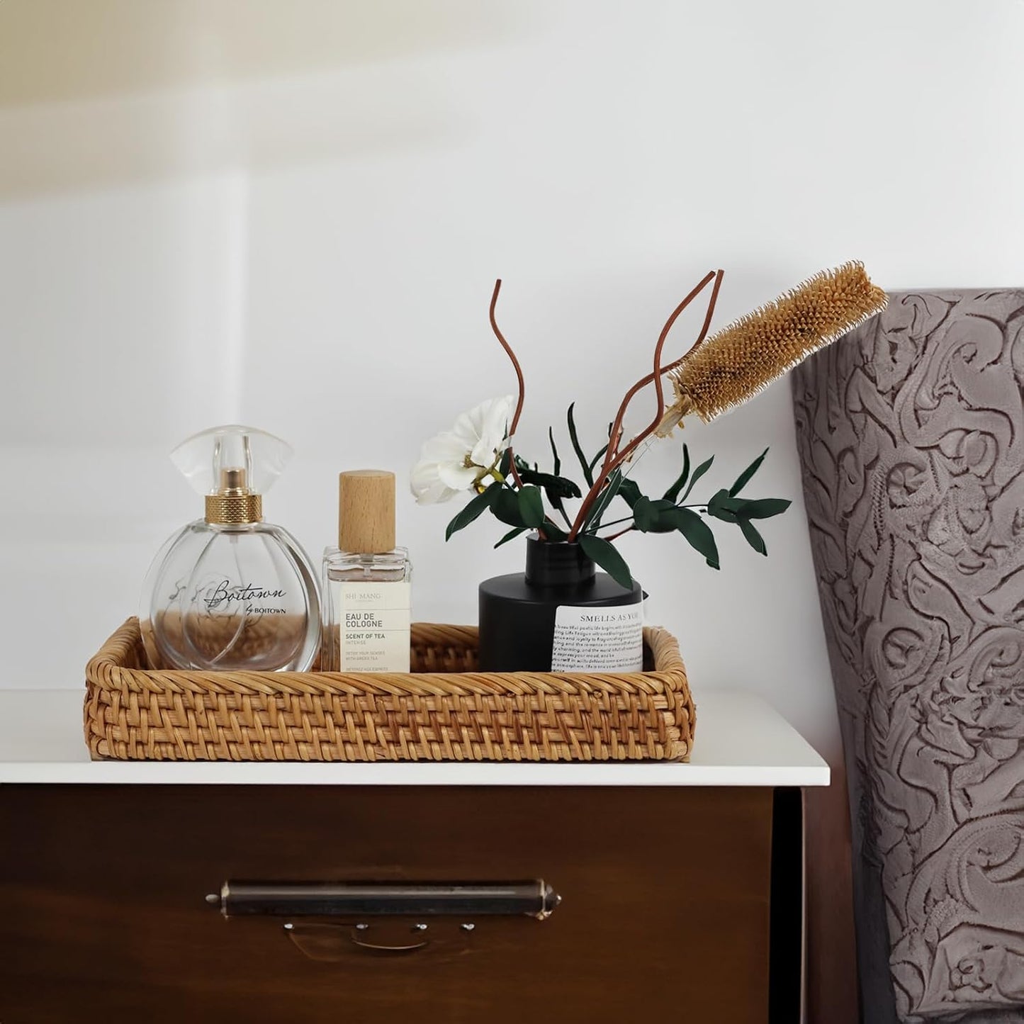 Wicker Toilet Tank Basket / Natural / 9.8 x 5 x 1.4