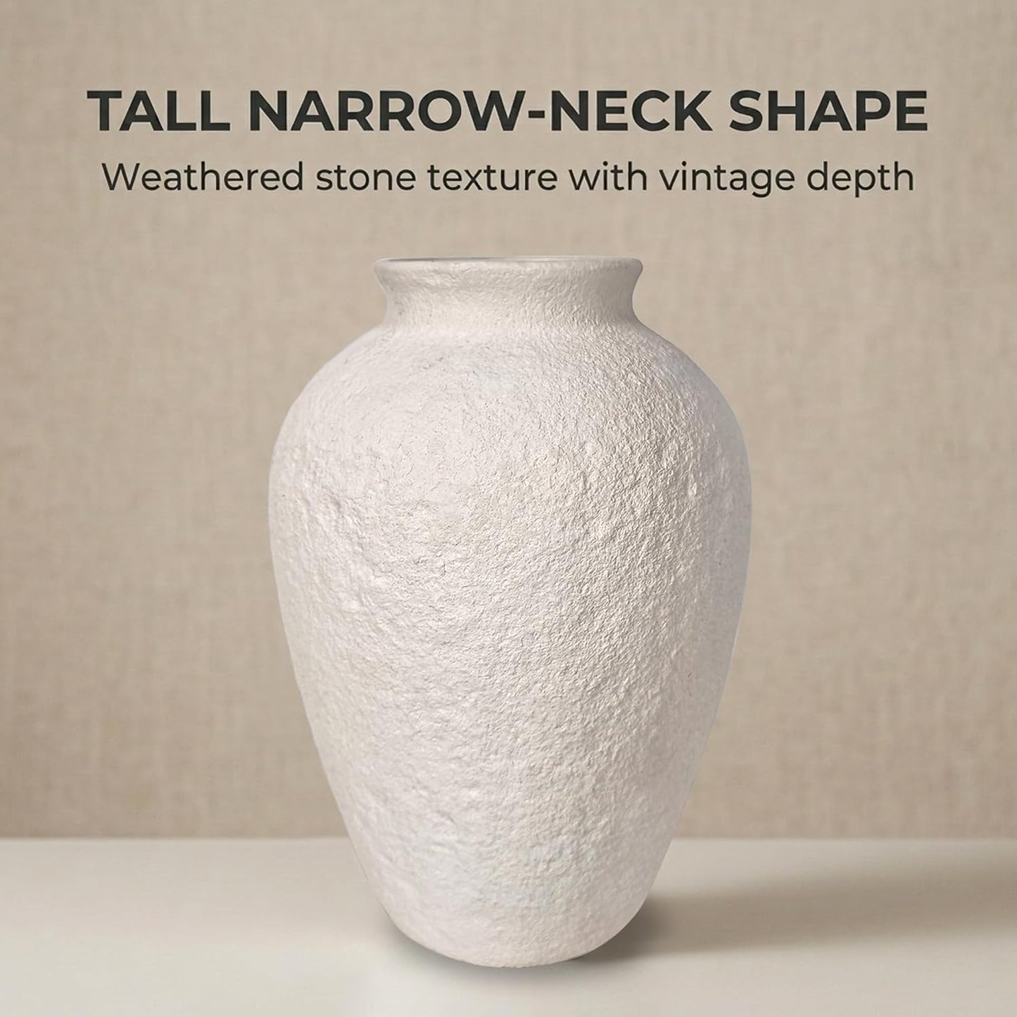 Ceramic Vase / 10.3" Tall Classic / Antique White / 10.3 Inch