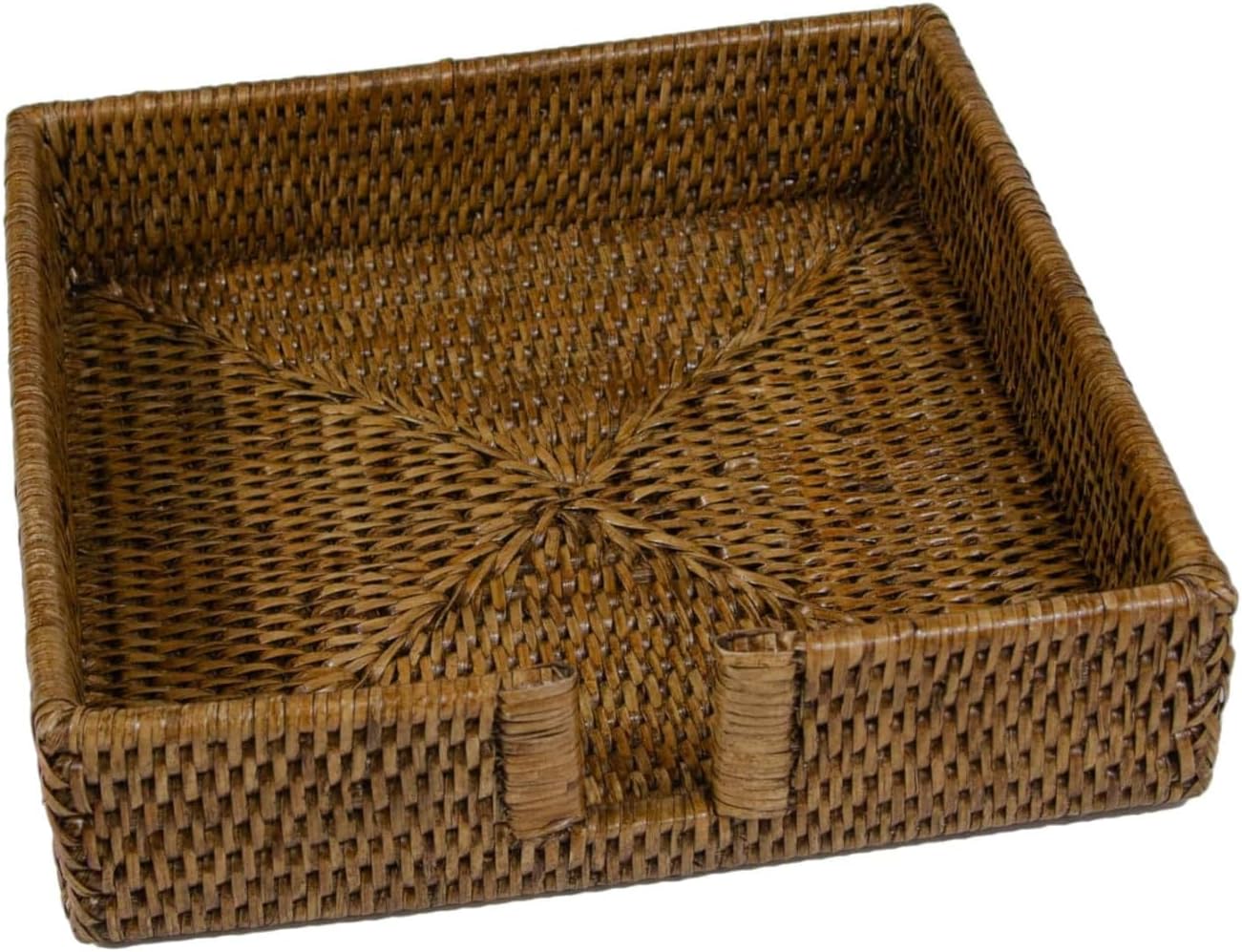 Rattan Dinner Napkin Holder / Natural / 9 x 9 x 2.5