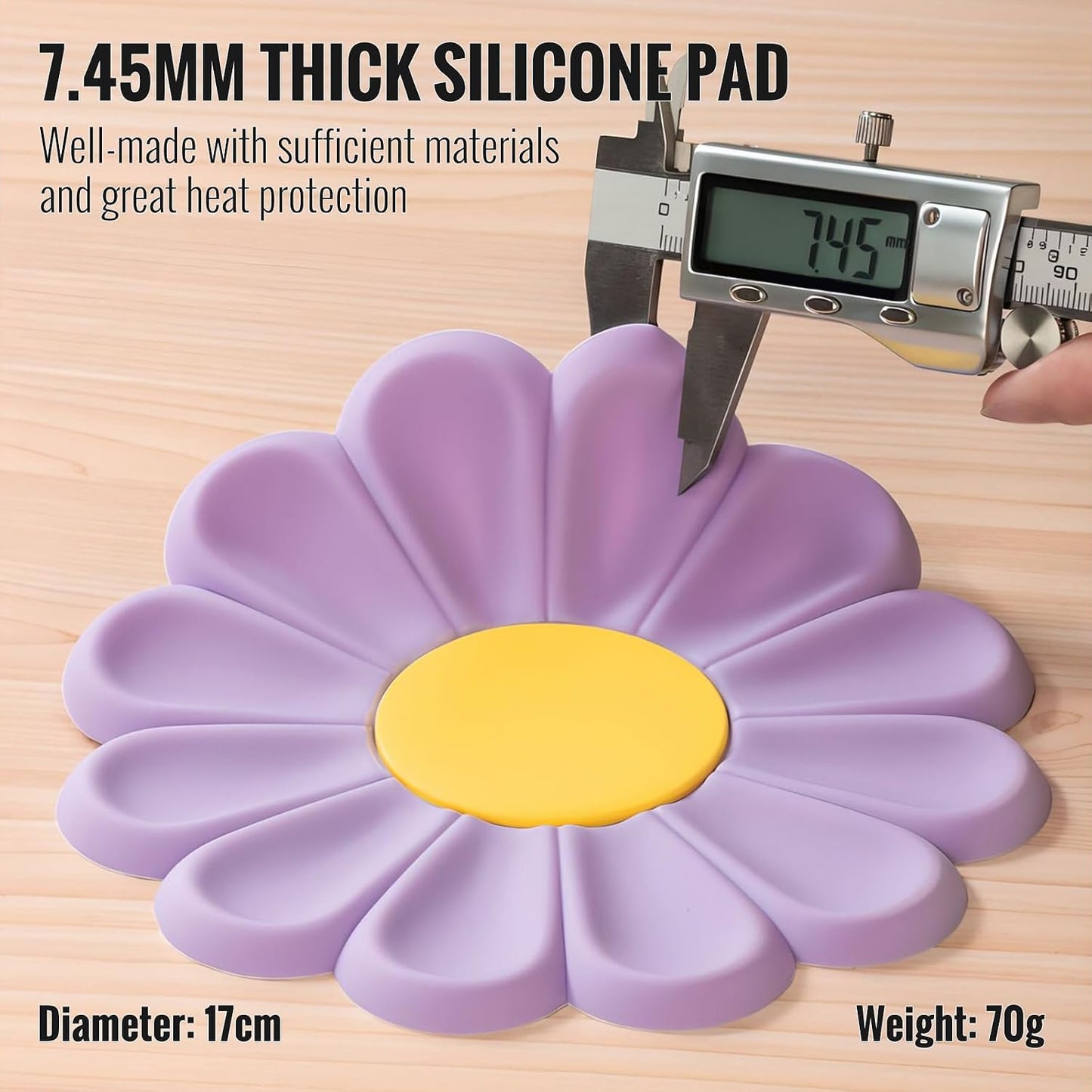 Round Flexible Silicone Pot Holders Hot / 6.7 Inch / Set of 4