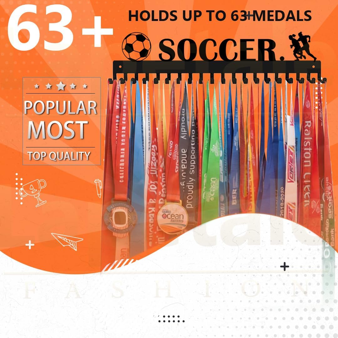 Medal Hanger Display Rack-Wall Mount Steel for 63+ Medals Easy to Install