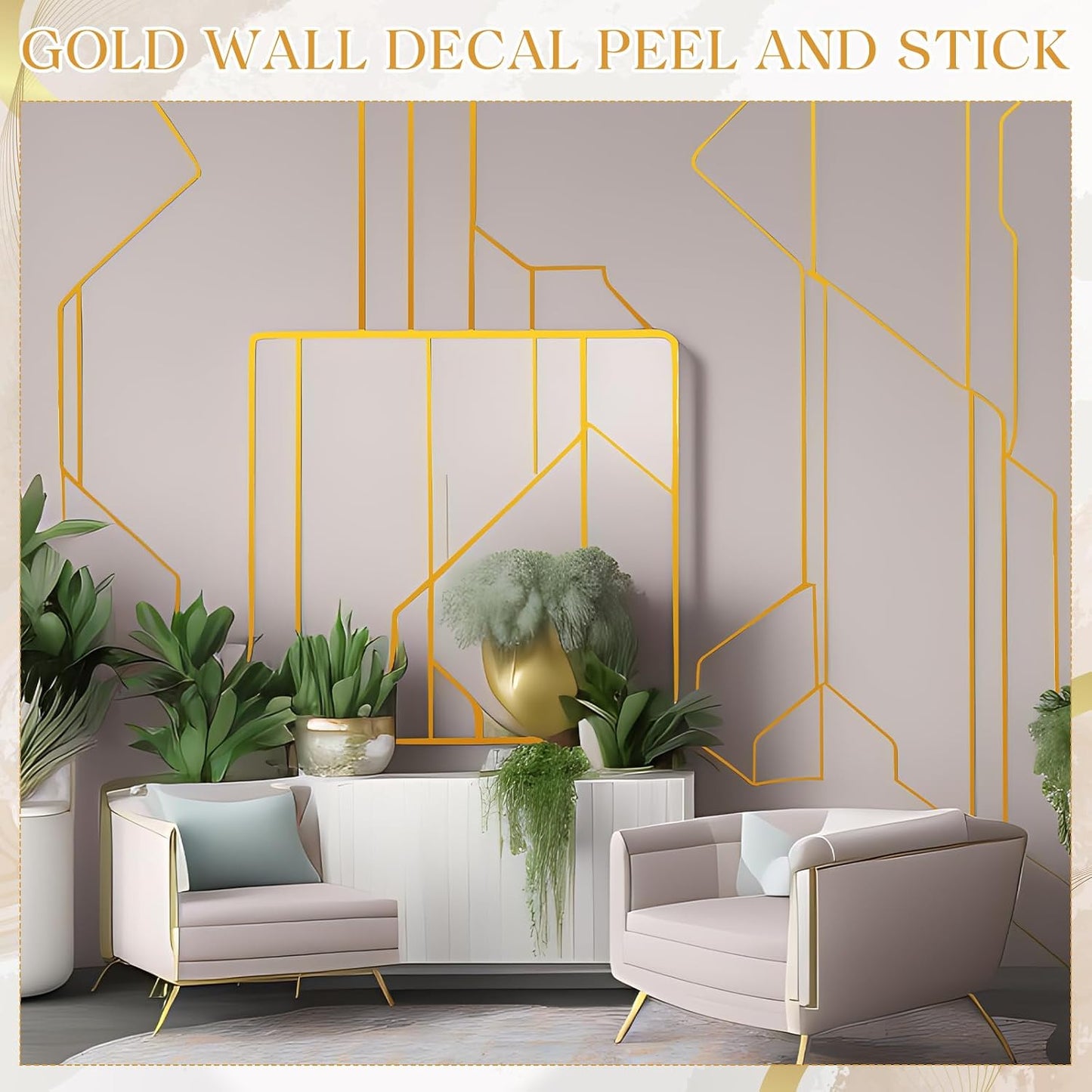 Wall Decals Peel and Stick Tape / Gold / 70.8 x 1.2 / Set of 24