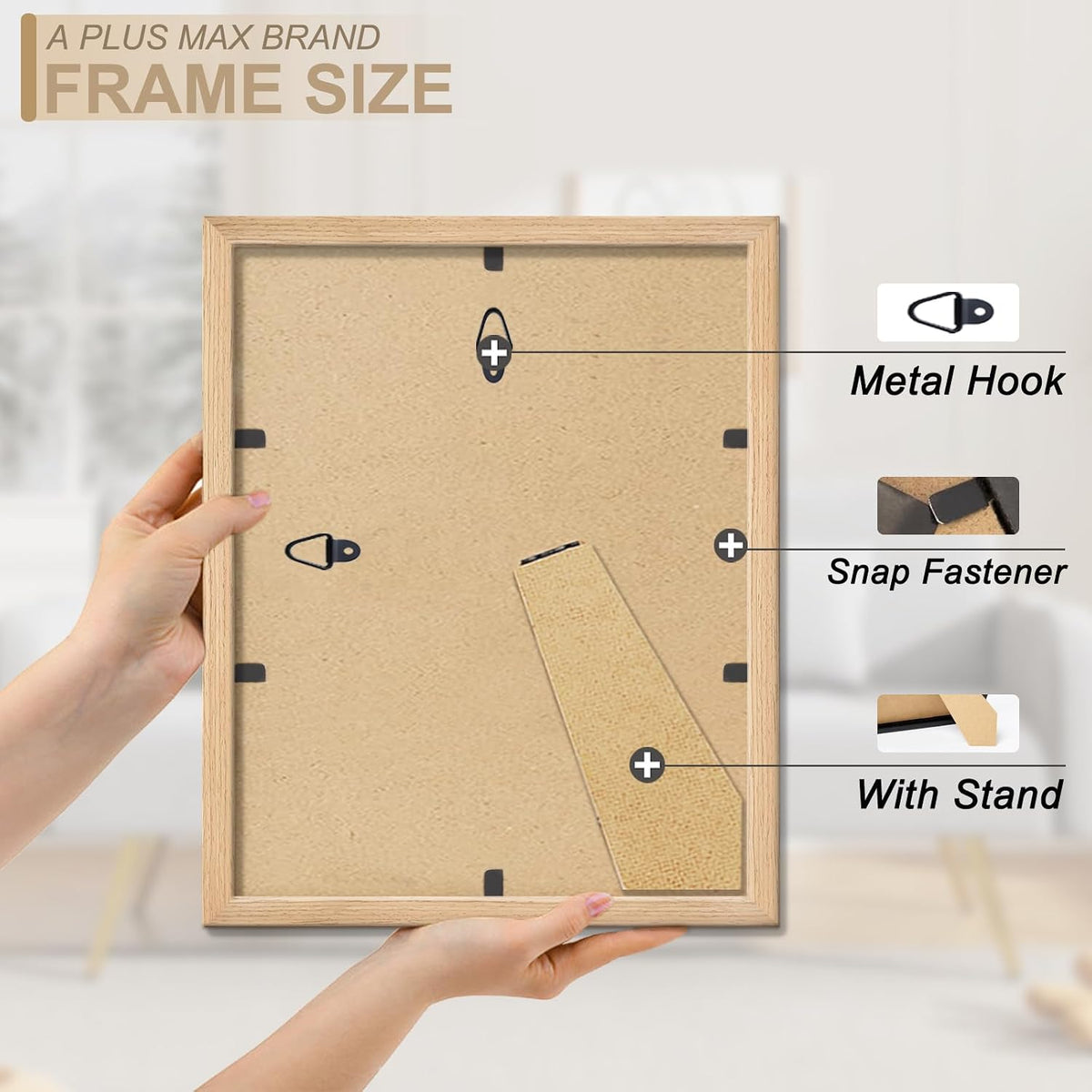 8x10 Picture Frame Set of 10 Natural Light Weight Tabletop and Wall Mount | 8 x 10 Inch Natural Wood-grain Engineered