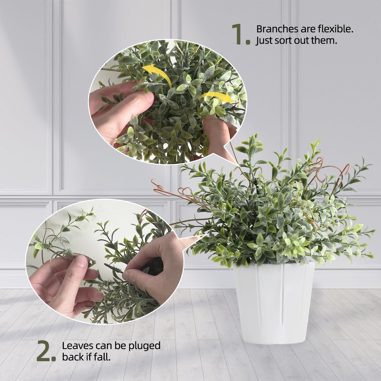 Artificial Plants Indoor / Harb / White / Set of 3