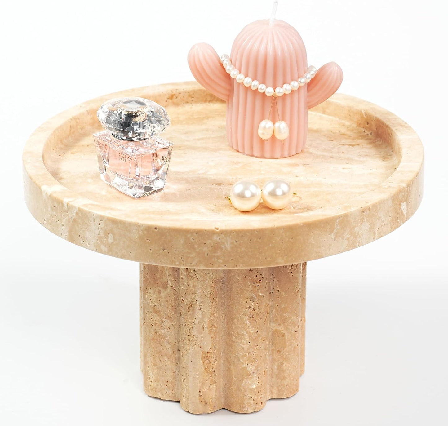 Travertine Marble Perfume Tray / 1leg-travertine