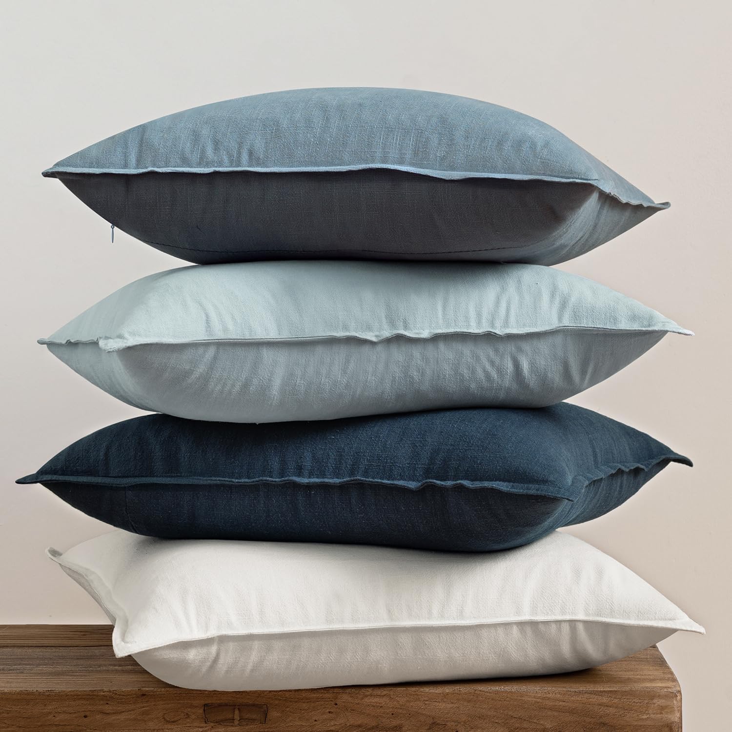 Pillow Covers Decorative Natural Solid Throw Pillow Covers Soft Accent / 18 x 18 / Blue / Set of 4