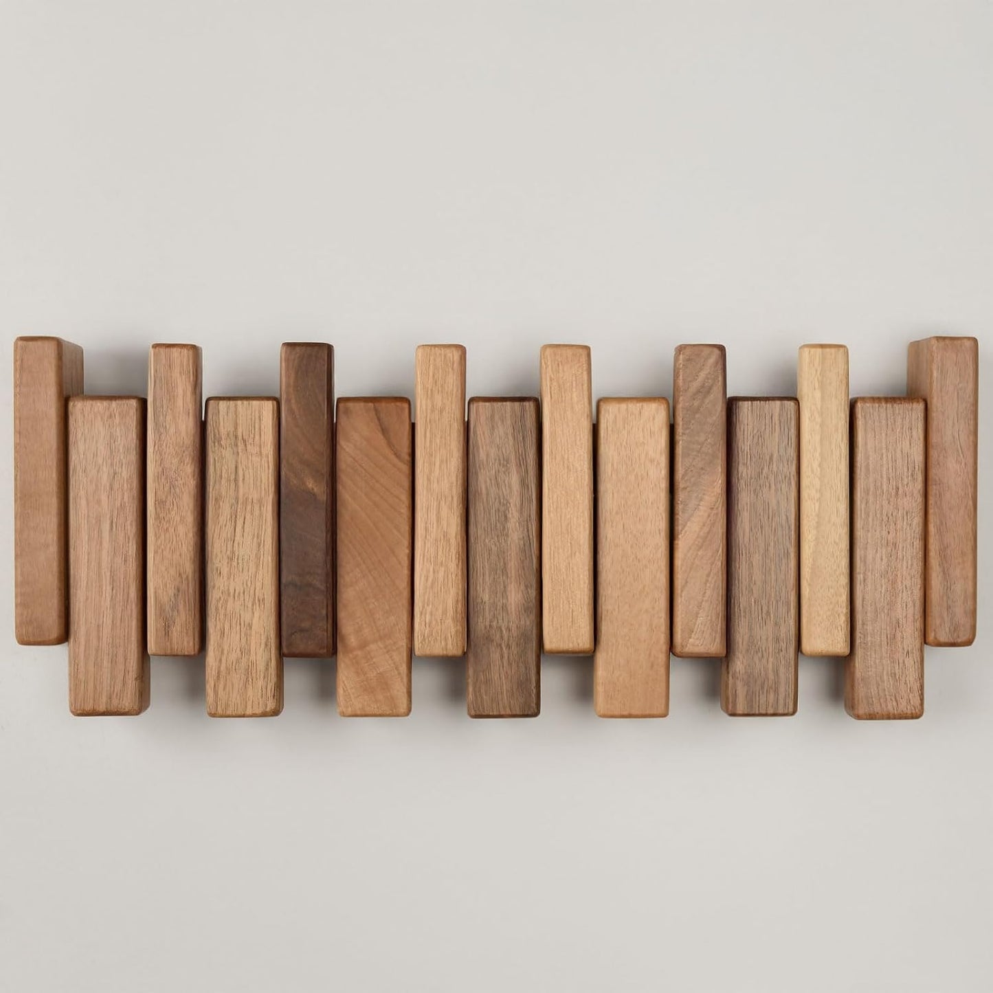 Solid Walnut Piano Key Coat Rack / Walnut-regular-natural / 6 Hooks