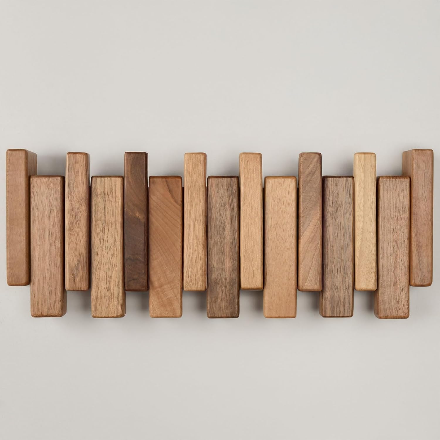 Solid Walnut Piano Key Coat Rack / Walnut-regular-natural / 6 Hooks
