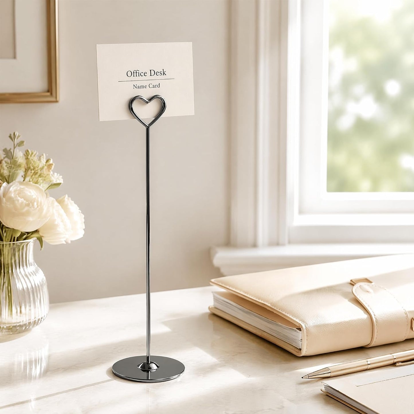 Urban Deco 16PK Heart Table Number Holders Place Card Holders 12 Inch Table Card Holders Steel Card Holders for Photos