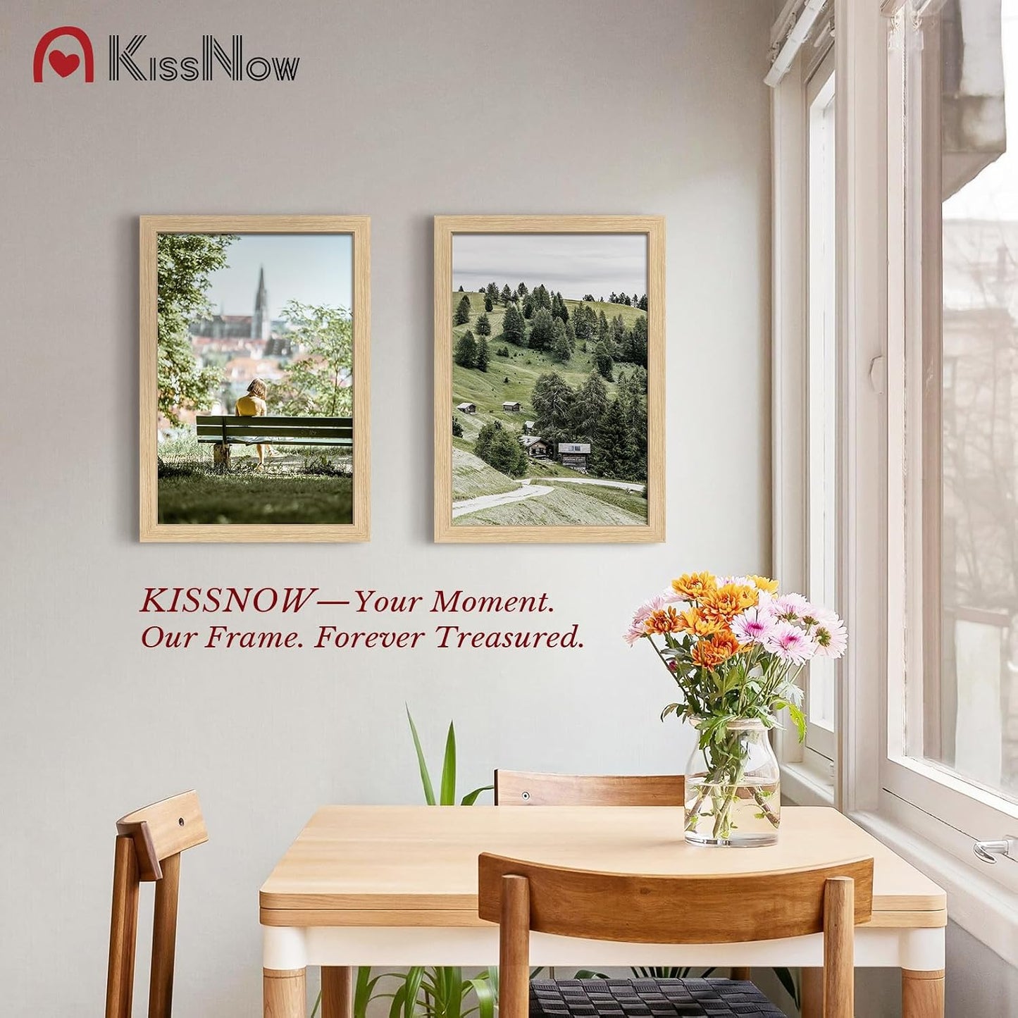 13x19 Picture Frame 4 Pack, Oak Solid Wood, Gallery Wall Decor | Wall Hanging, Thick & Wide Border, Clear Plexiglass