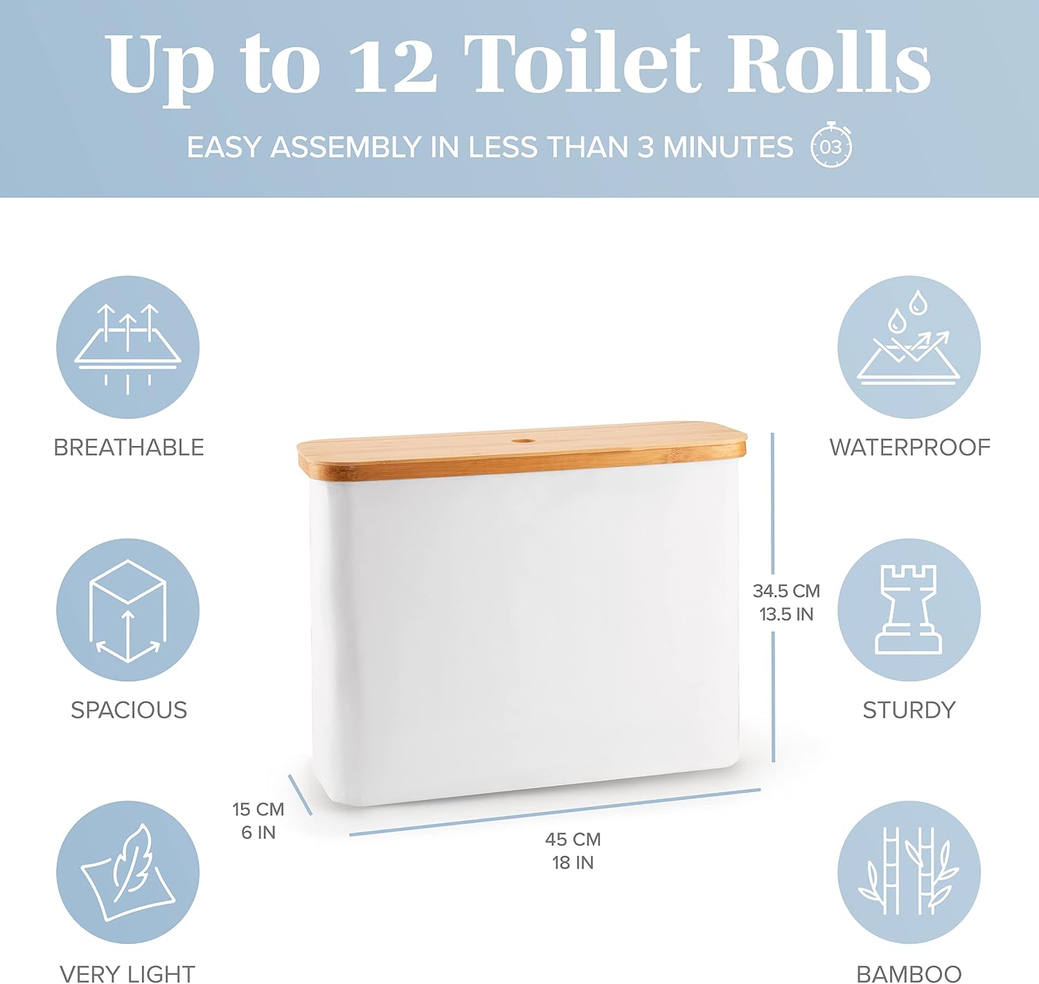 LONBET Toilet Paper Storage for 12 Rolls, Stackable & Foldable - The Ultimate Bathroom Organizer - Waterproof Basket