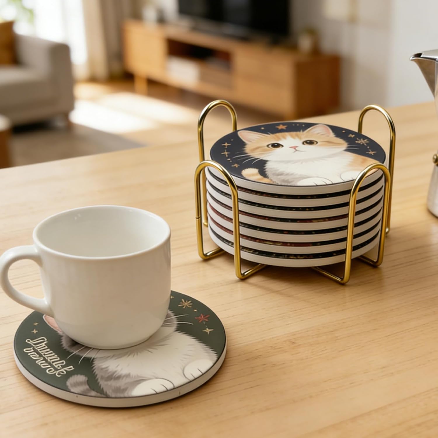 Coaster Holder Gold Iron Metal Holder Storage Caddy for Both Round / 2pc-gold / 4.3 Inch / Set of 9