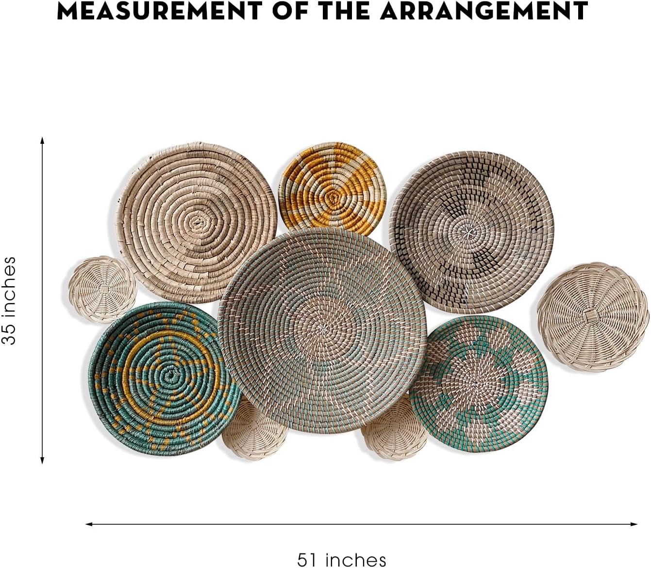 Boho Baskets / Wicker Basket Wall Decor / Natural