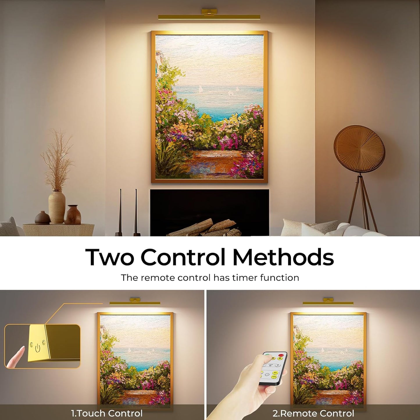 Picture Lights for Wall, Battery Operated Picture Light 24in Gallery Light for Paintings CCT Dimmable Recharging