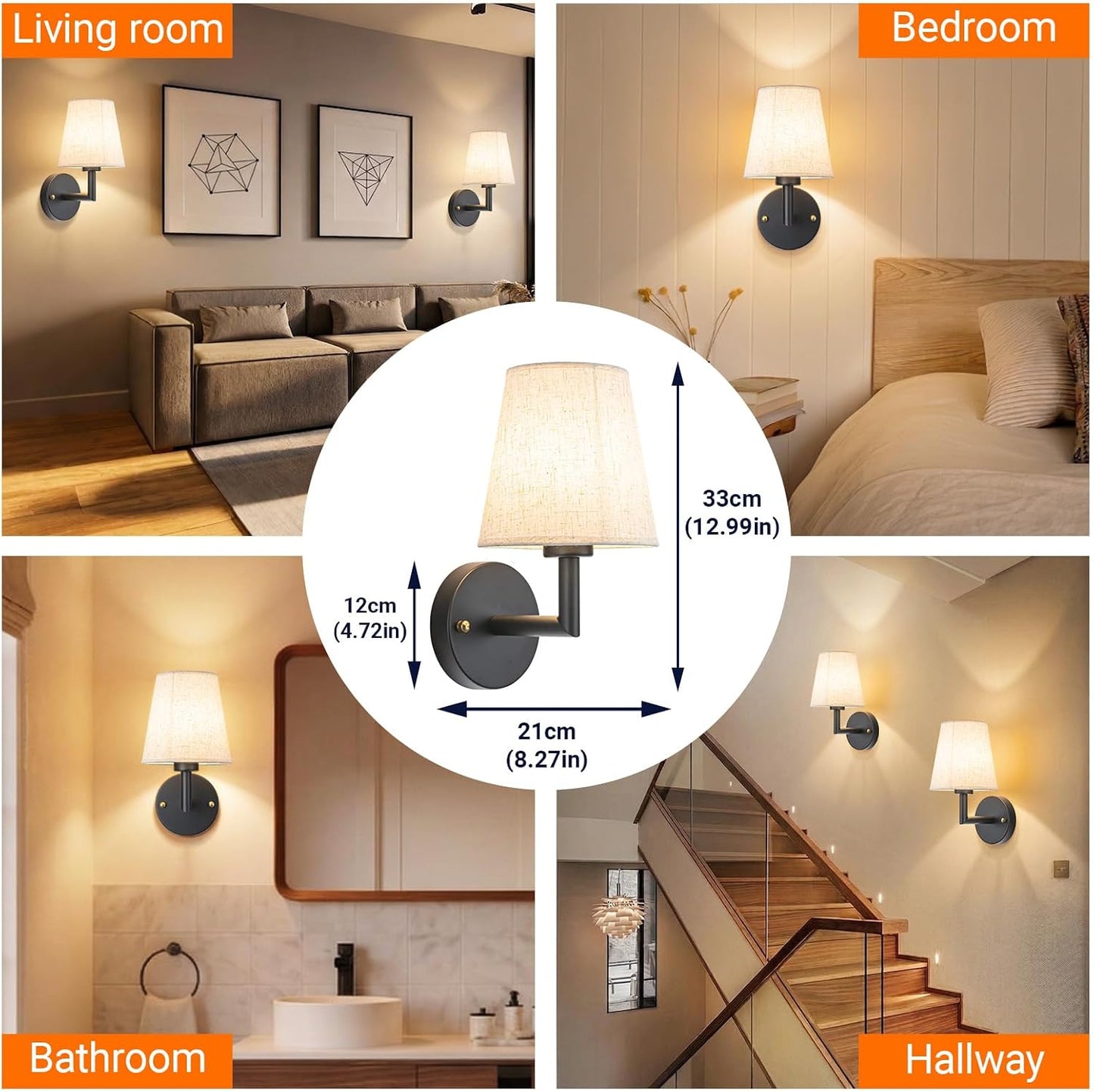 YHCDLAMP Peel and Stick Wall Sconces, No Drilling Stick On Wall Sconce, Wireless Battery Operated Wall Lights, Adhesive