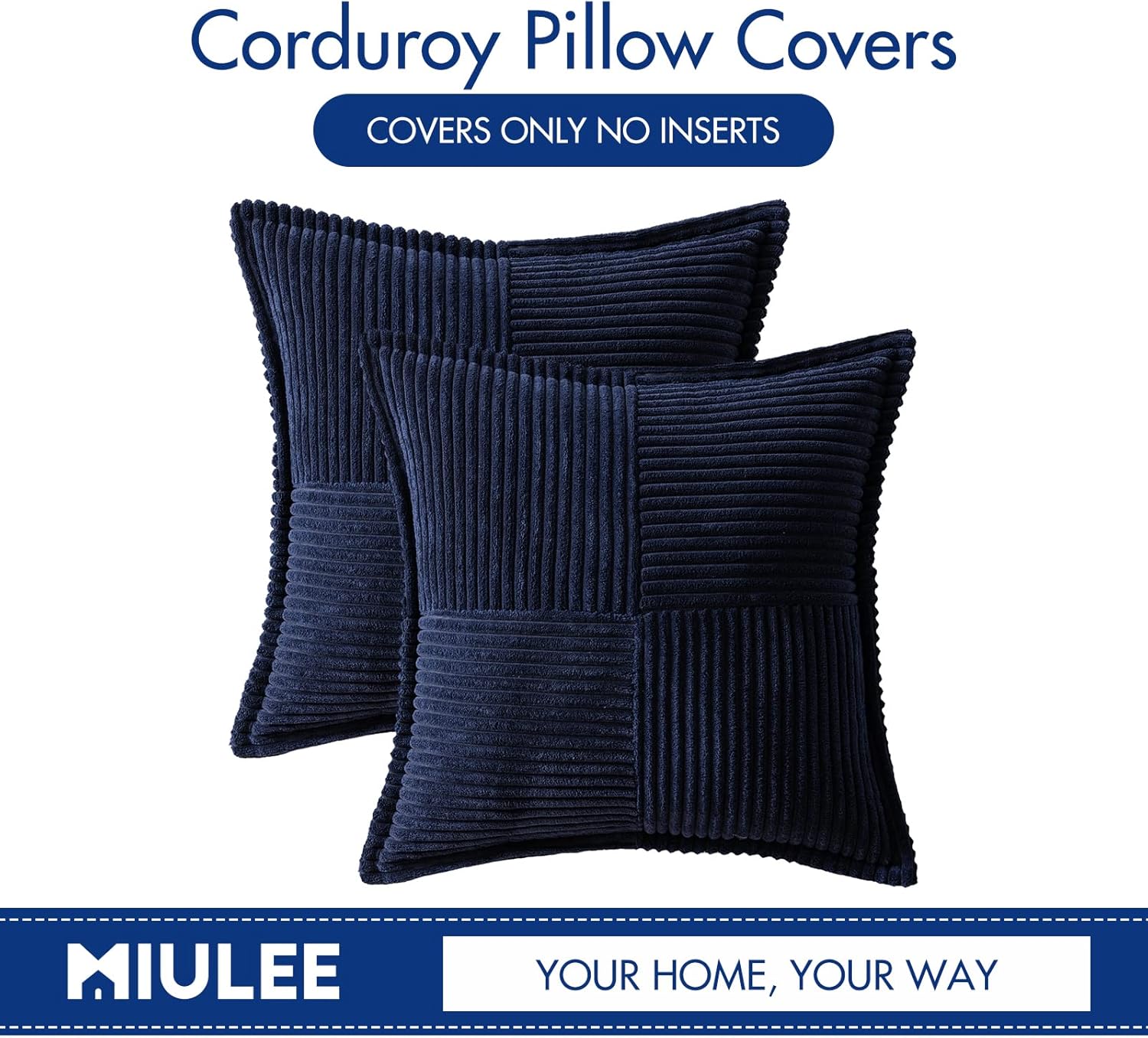 Decorative Throw Pillow Covers / 18 x 18 / Navy Blue / Set of 2