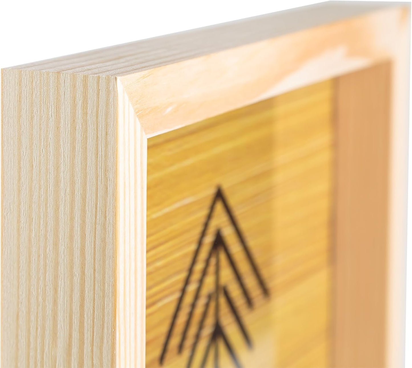 Wooden Poster Picture Frame 18x24-100% Natural Eco Unfinished Solid Pine Wood with Deep Borders for Wall Mounting Photo