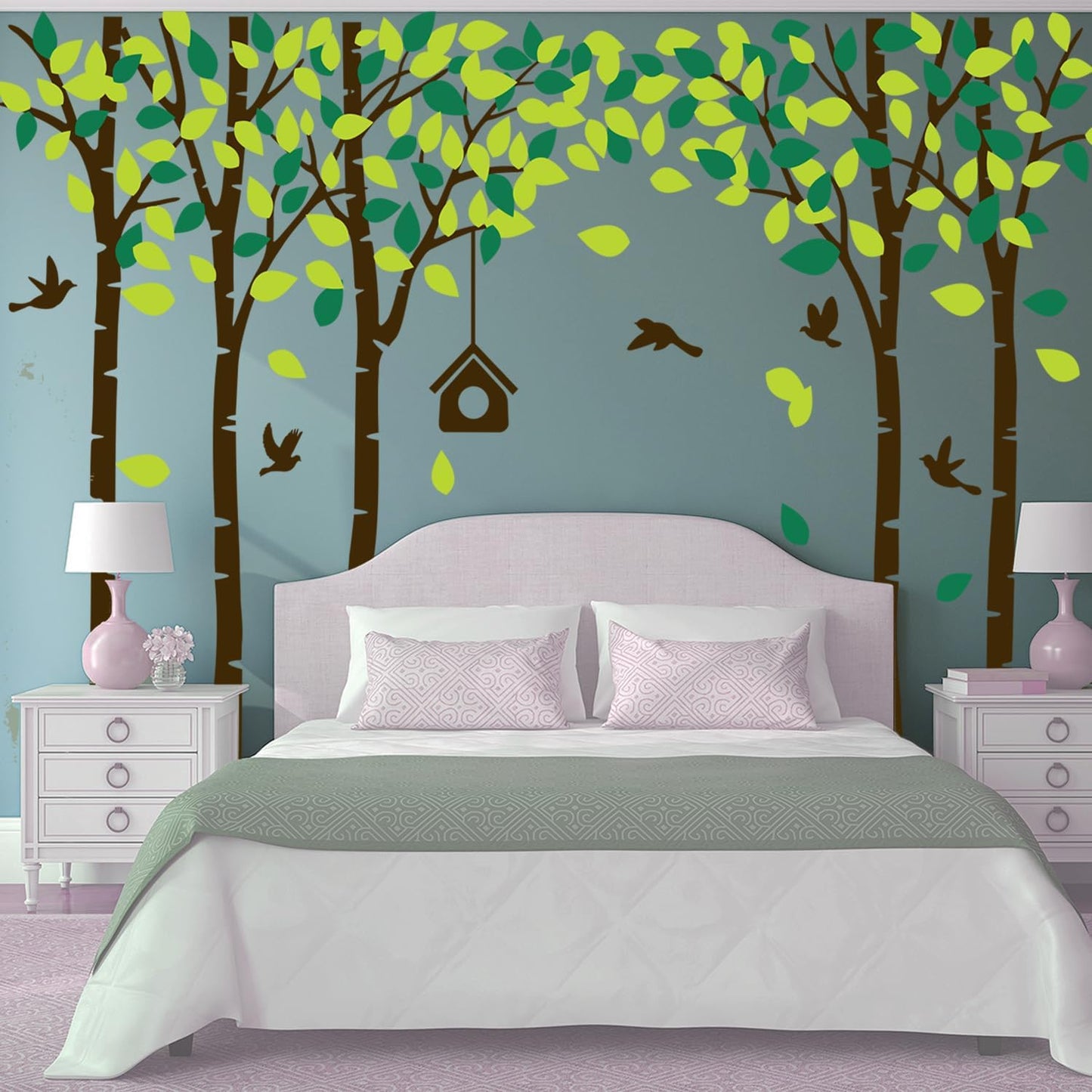 Giant Jungle Tree Wall Decals Birch Tree Wall Decals Forest Wall Stickers for Kids / Brown and Green