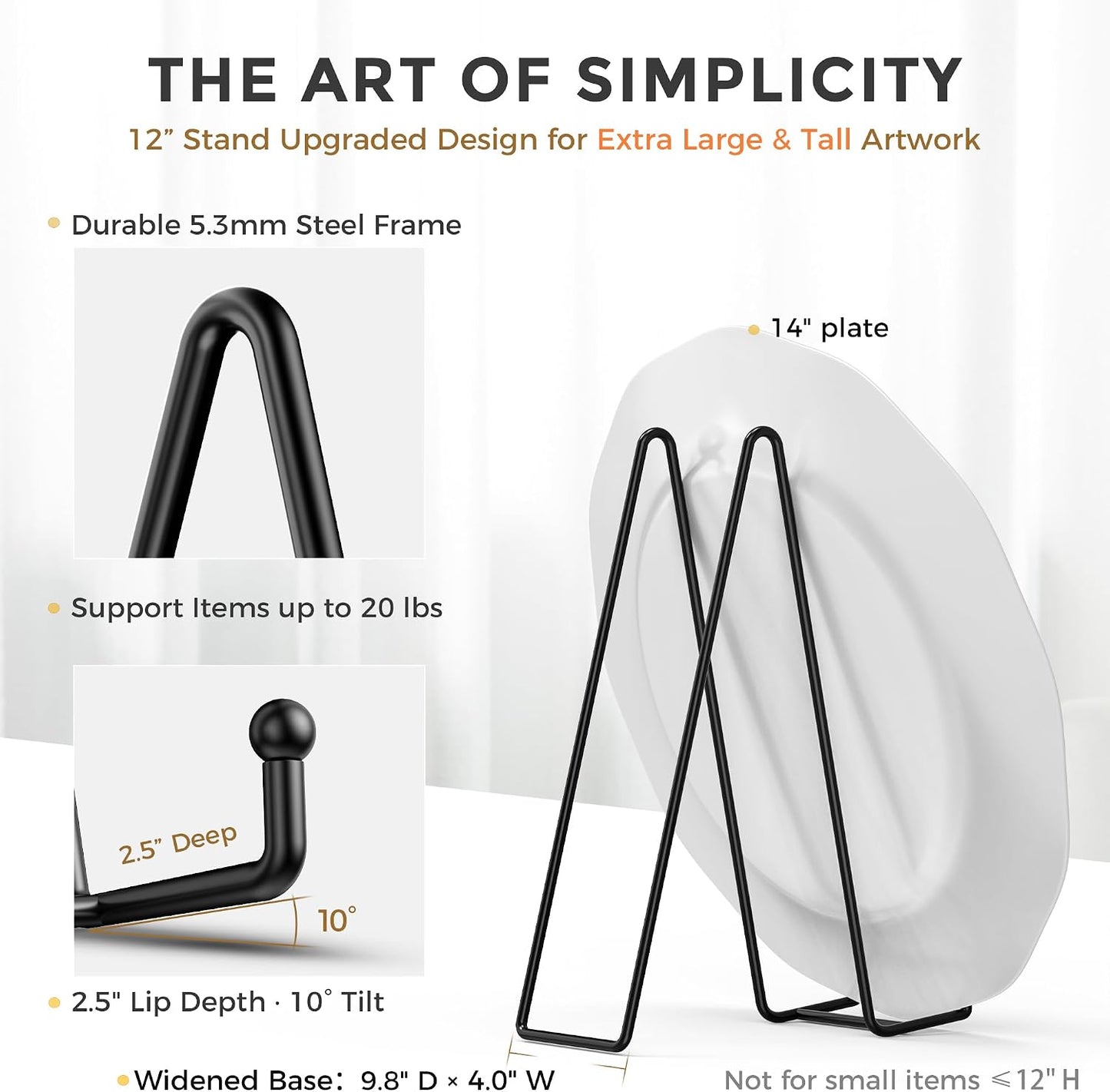 Metal Picture Frame Holder Stand + Easels for Decorative / 12 Inch / Set of 3