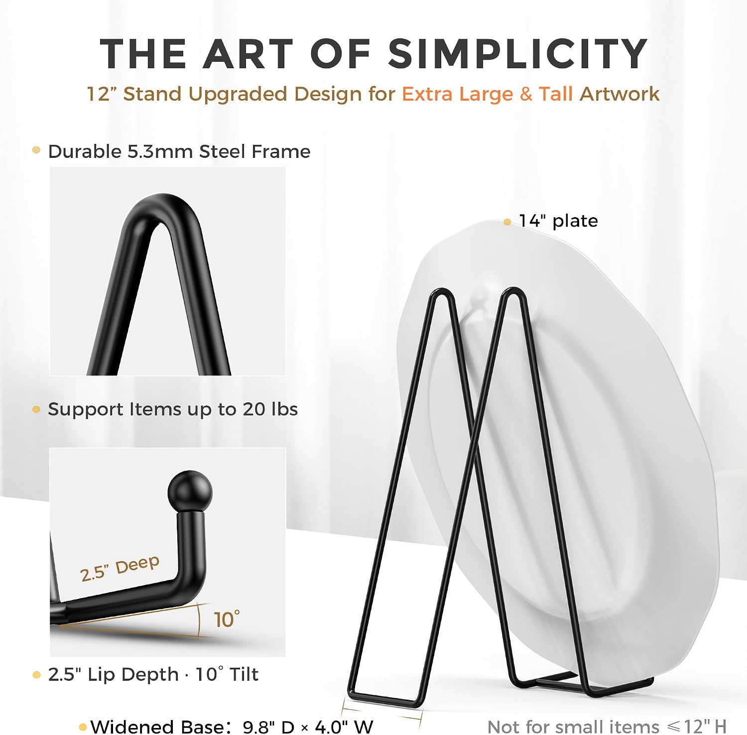 Metal Picture Frame Holder Stand + Easels for Decorative / 12 Inch / Set of 3
