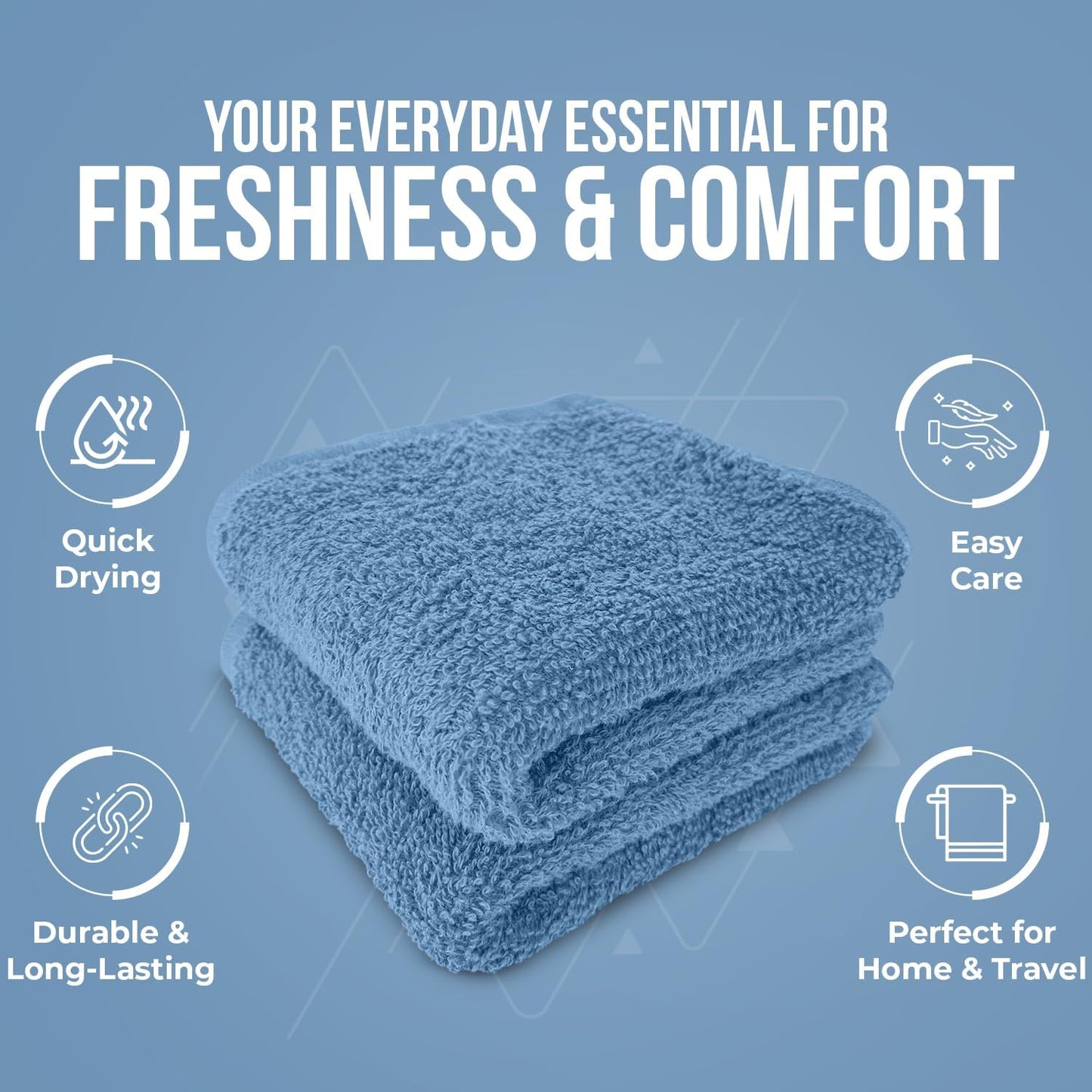 DAN RIVER 24 Pack Cotton Wash Cloths Set for Showering [12x12] M Blue | Lighter Weight, Quick to Dry, Super Soft &
