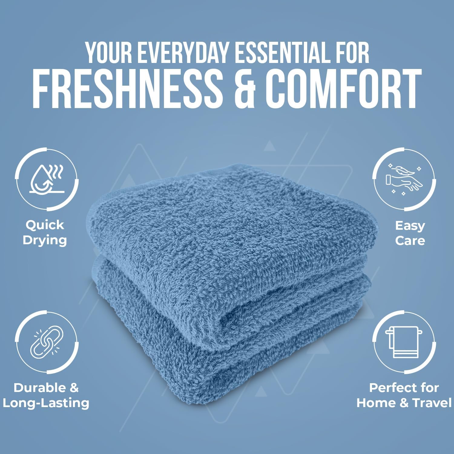 DAN RIVER 24 Pack Cotton Wash Cloths Set for Showering [12x12] M Blue | Lighter Weight, Quick to Dry, Super Soft &