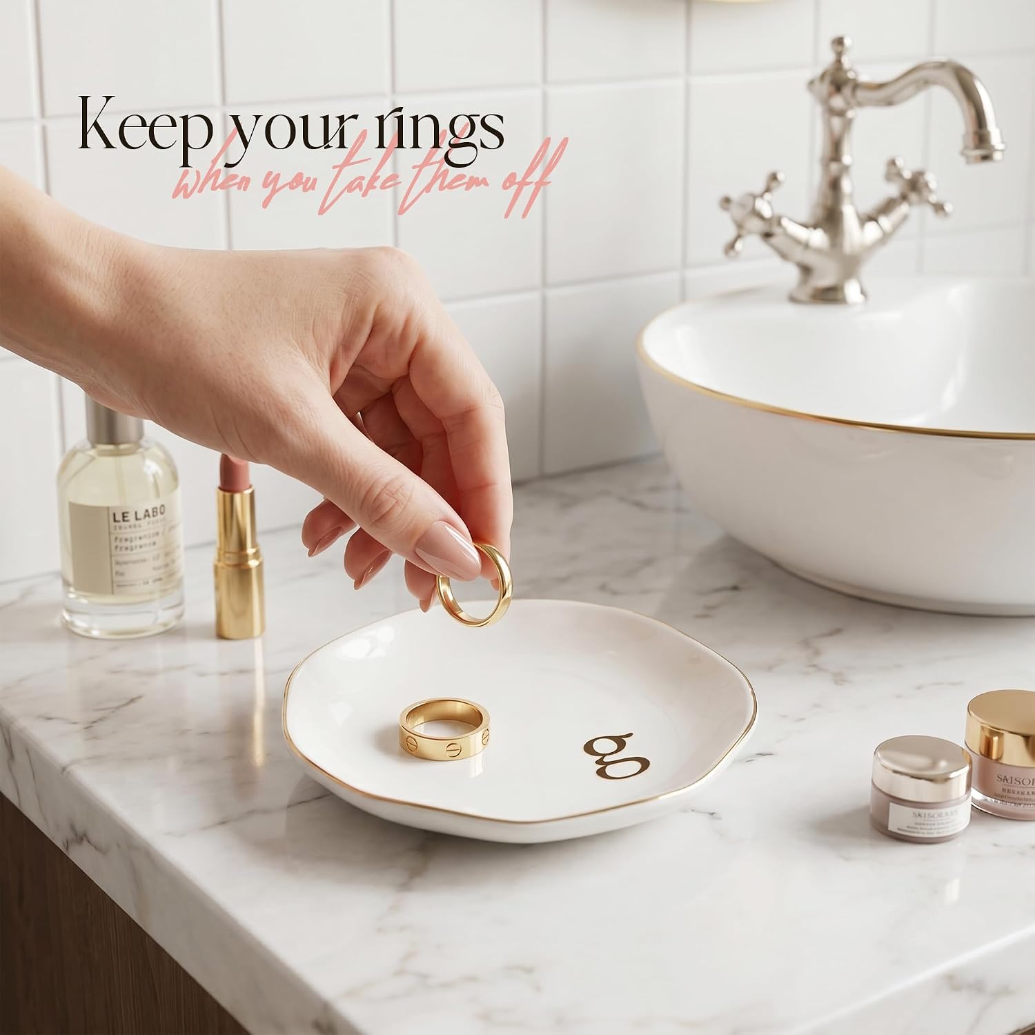 Ceramic Jewelry Tray / G / White