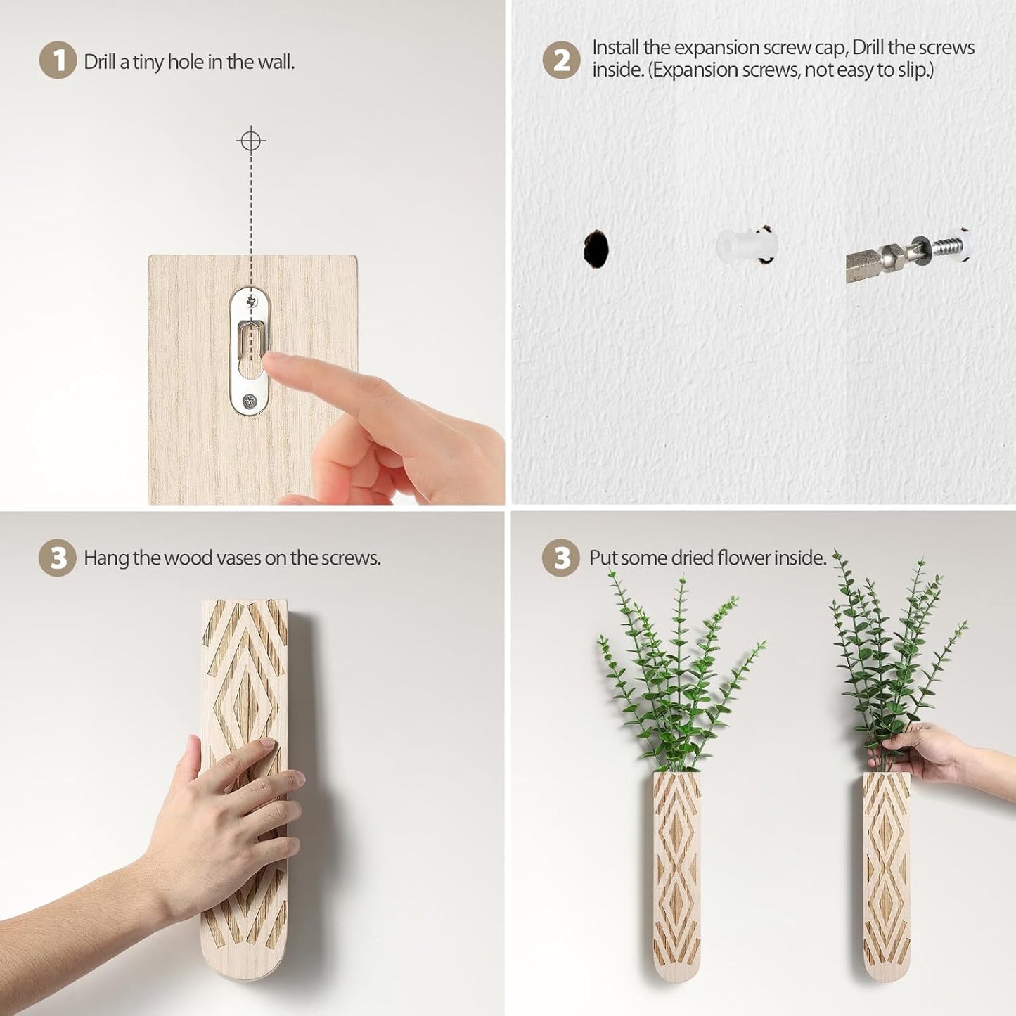 Wood Wall Planter / Log Color-b / Set of 3