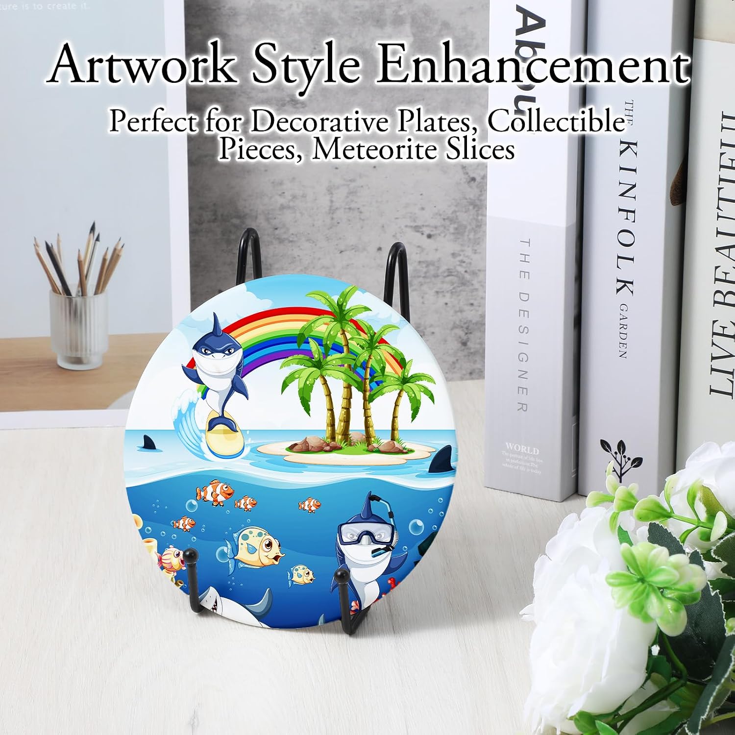 Metal Plate Display Stands / Black / 6 Inch / Set of 12