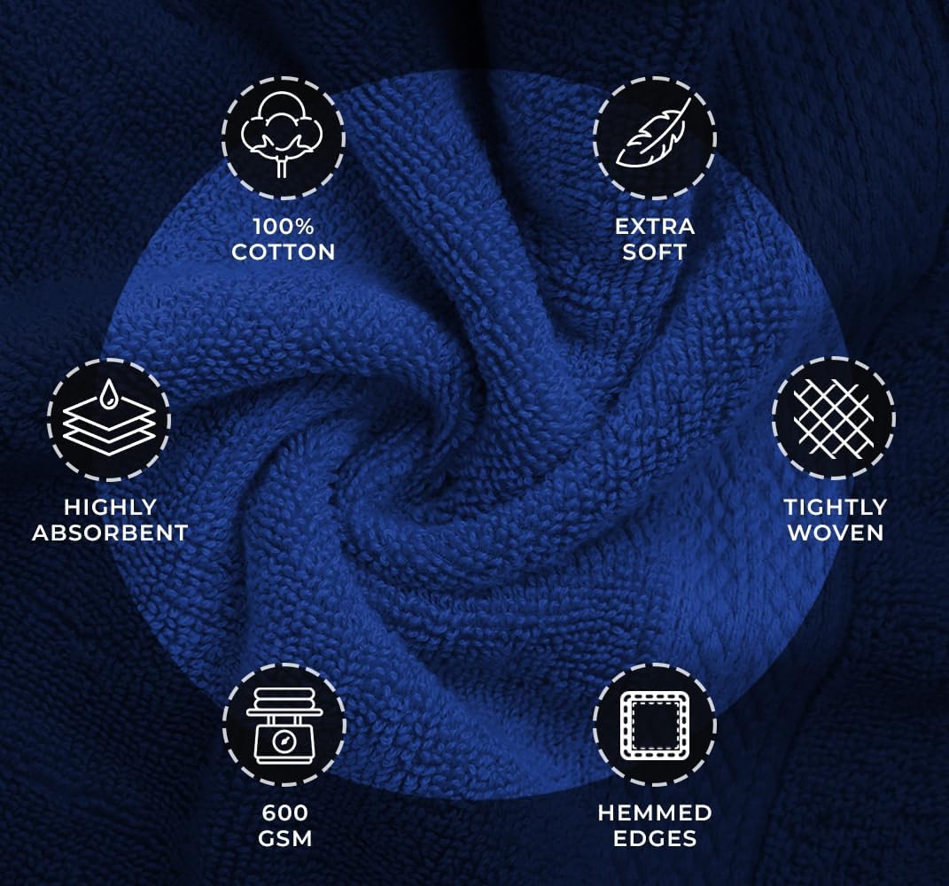 Avalon Towels Luxury Hand Towels Size 16x28 Inches Pack of 6 - Premium Cotton, Soft and Highly Absorbent Hand Towels