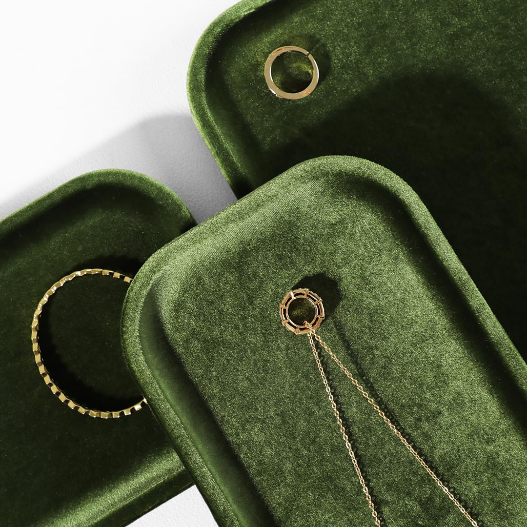 Resilient Velvet Jewelry Display Tray for Ring Earrings Bracelet Necklace / Olive Green / 7.9 x 4.7