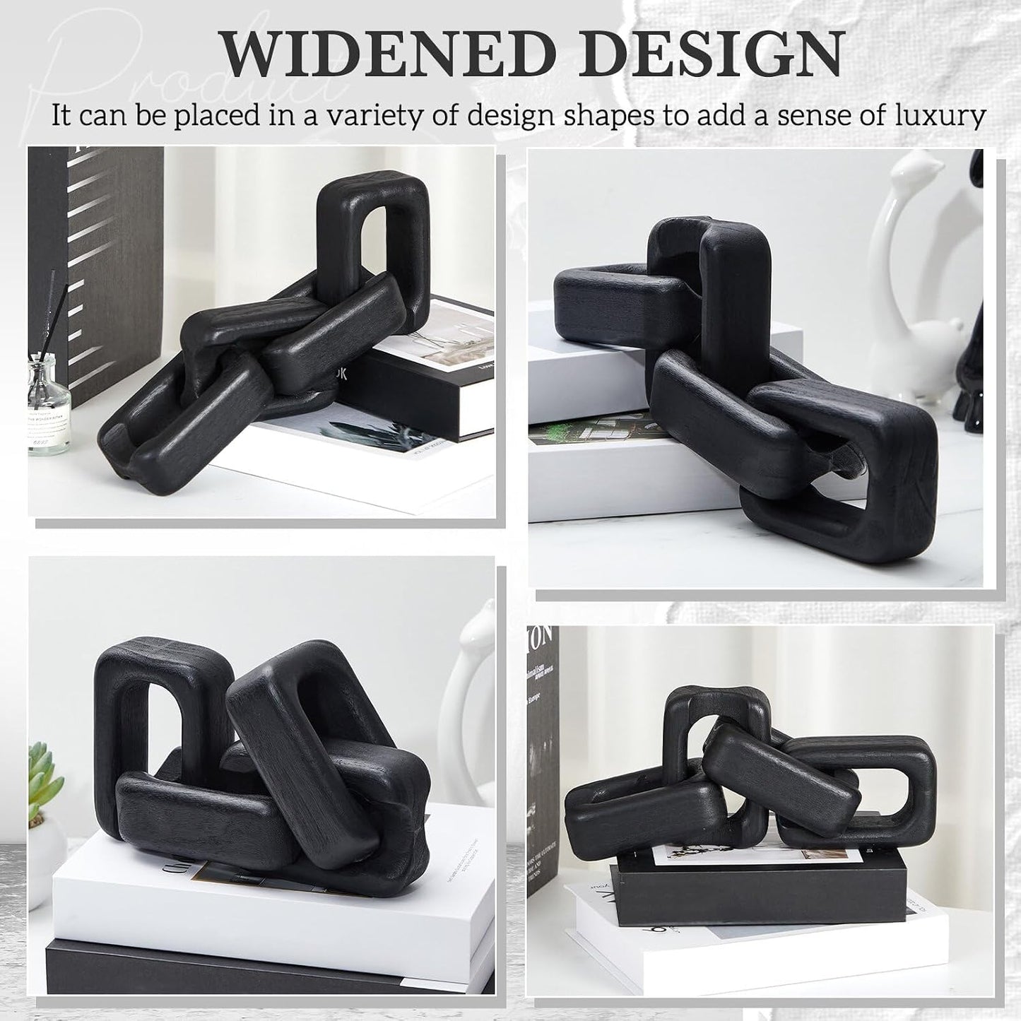 4 Link Wood Knot Decor / Black