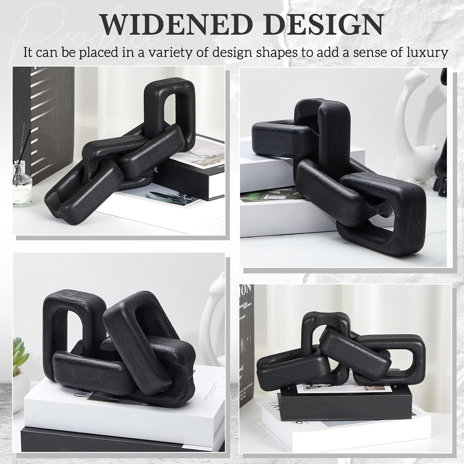 4 Link Wood Knot Decor / Black