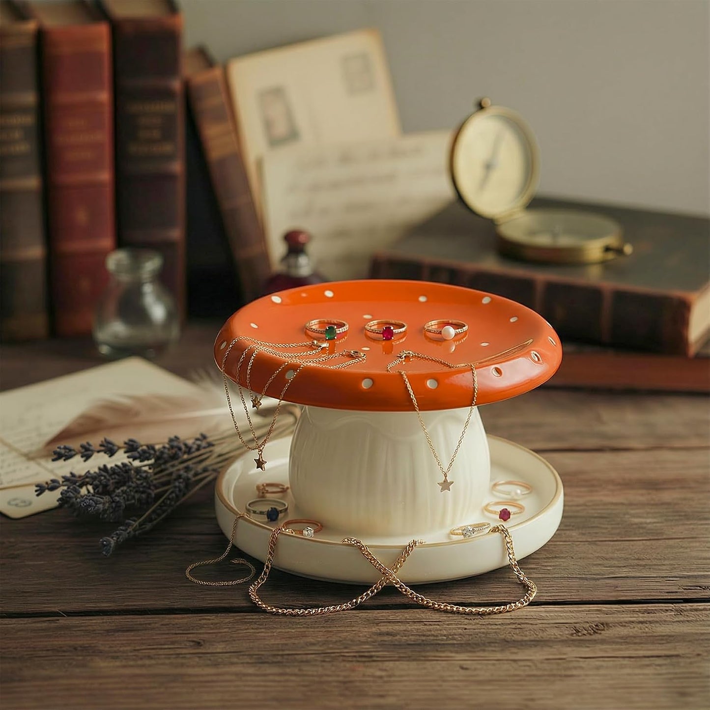 Handmade Ceramic Decorative Jewelry Tray Trinket Dish for Rings Earrings / Brown