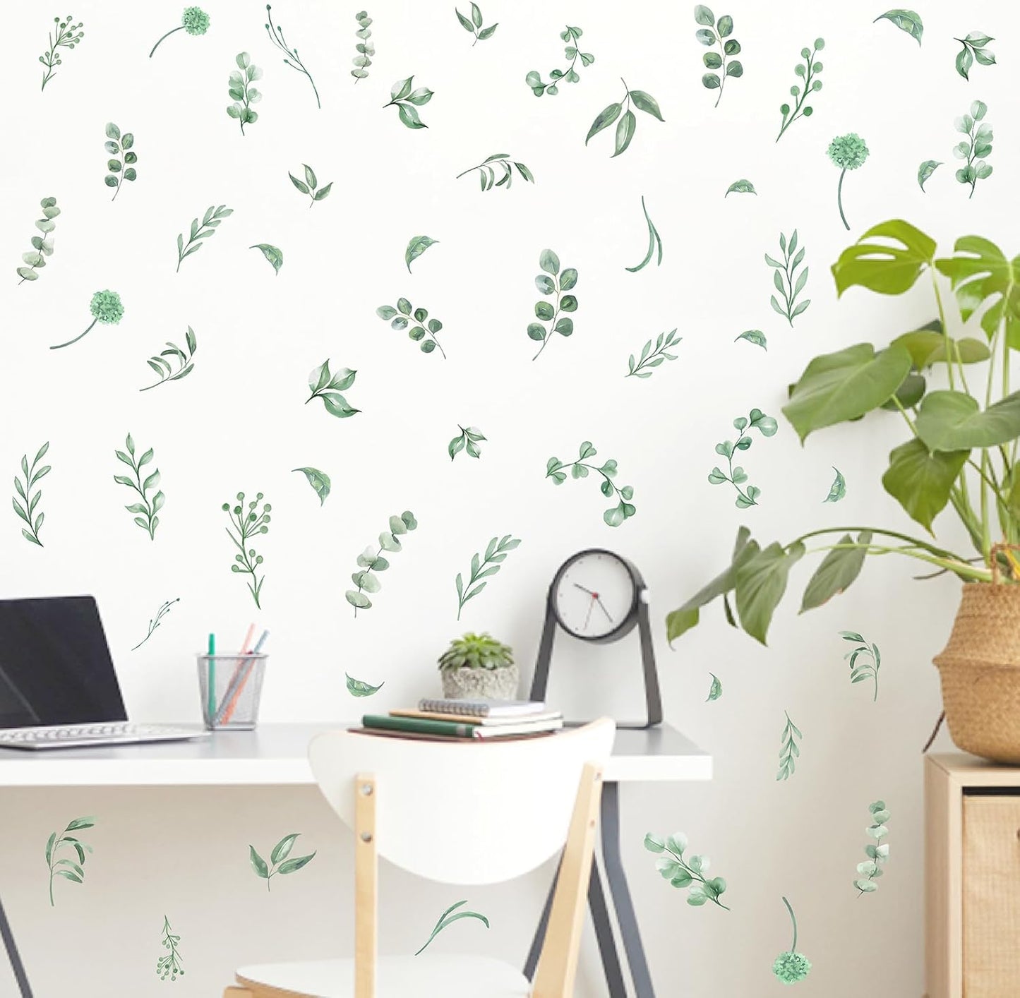 Leaves Wall Stickers Boho Leaves Wall Decals Watercolor Botanical Modern Wall / Leaf / Green