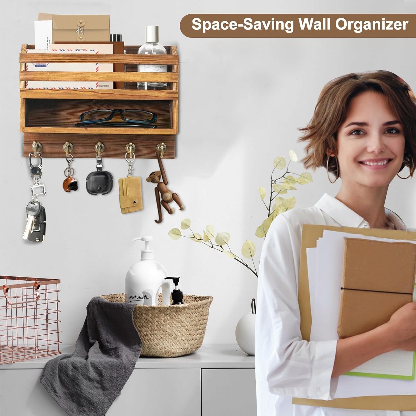 Key Holder Wall Mount / Brown