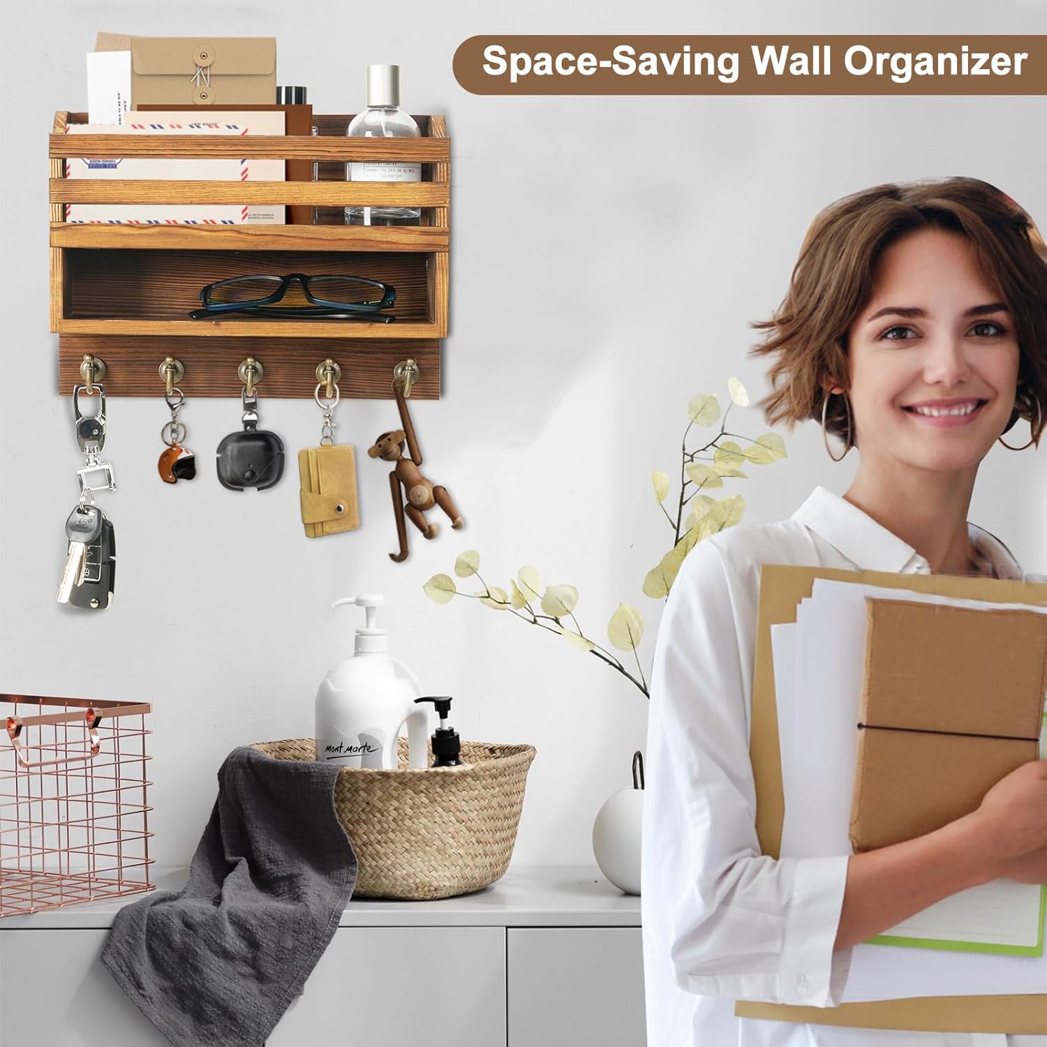 Key Holder Wall Mount / Brown
